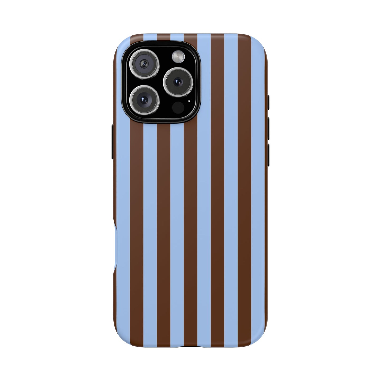 Blue & Brown Vertical Stripe Tough Phone Case — Durable Protective Cover