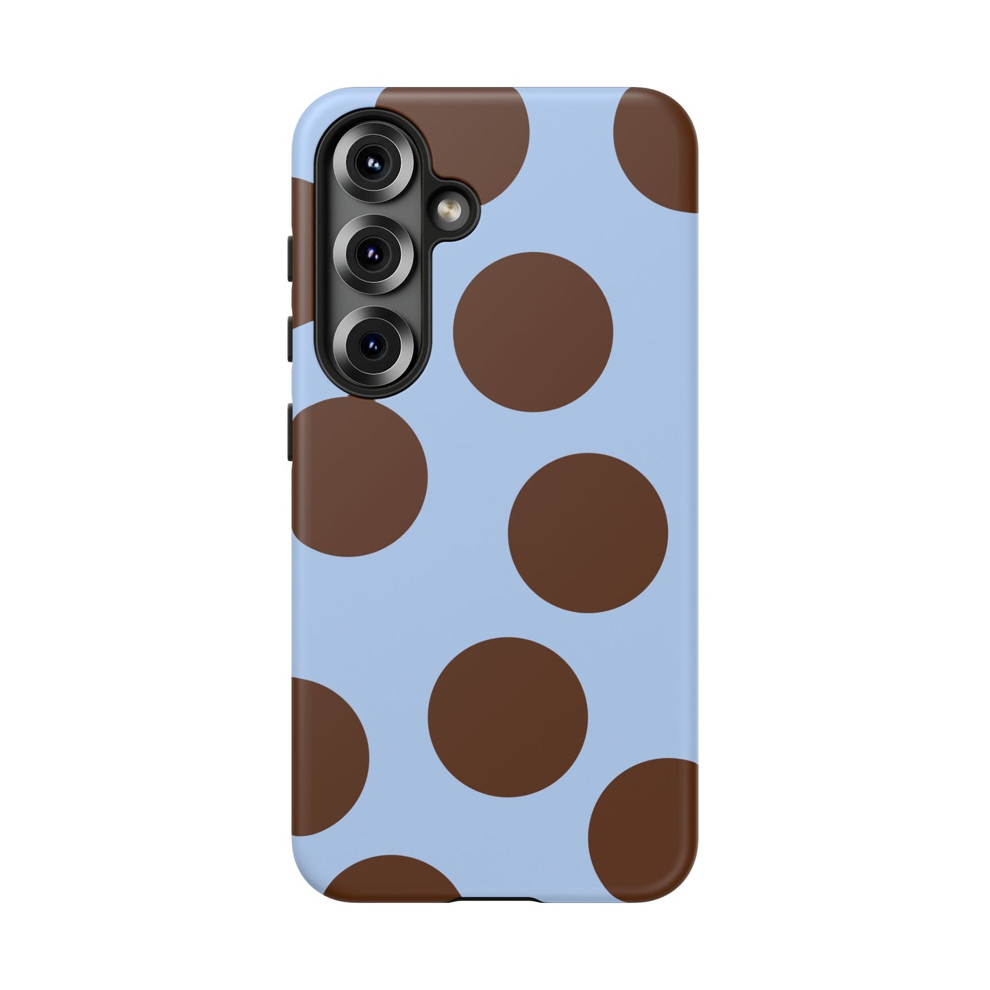 Phone Case - Blue with Brown Polka Dots (Tough Protective Phone Case)