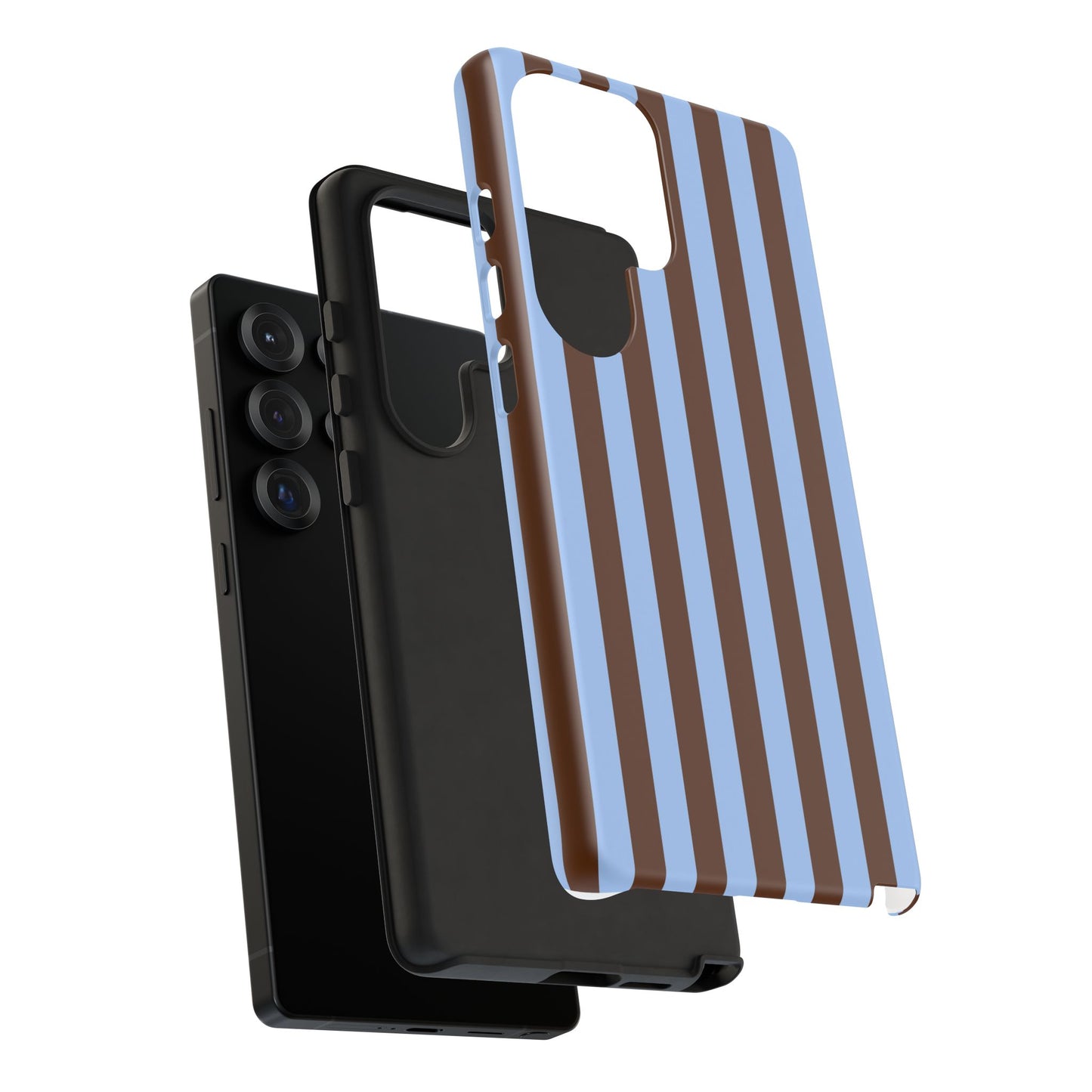 Blue & Brown Vertical Stripe Tough Phone Case — Durable Protective Cover