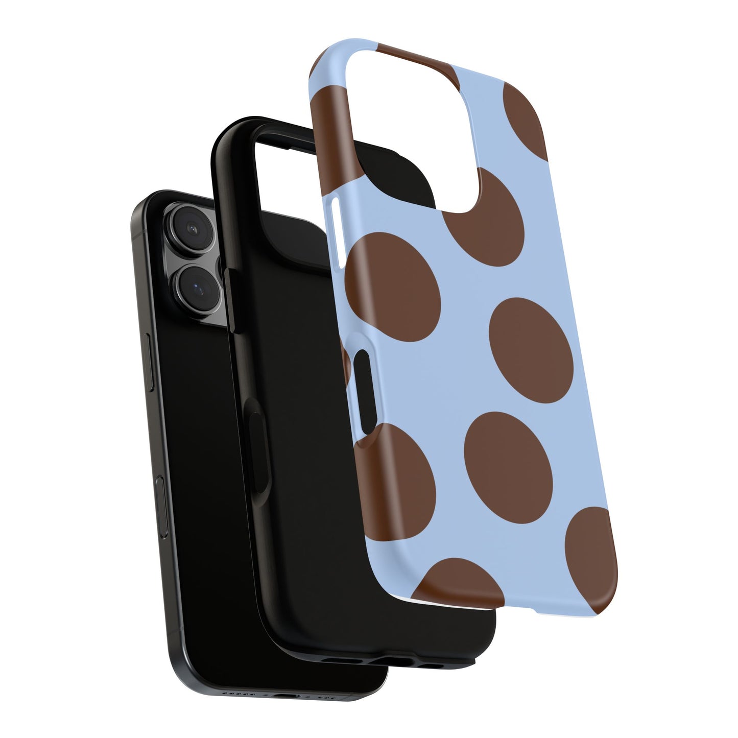 Phone Case - Blue with Brown Polka Dots (Tough Protective Phone Case)