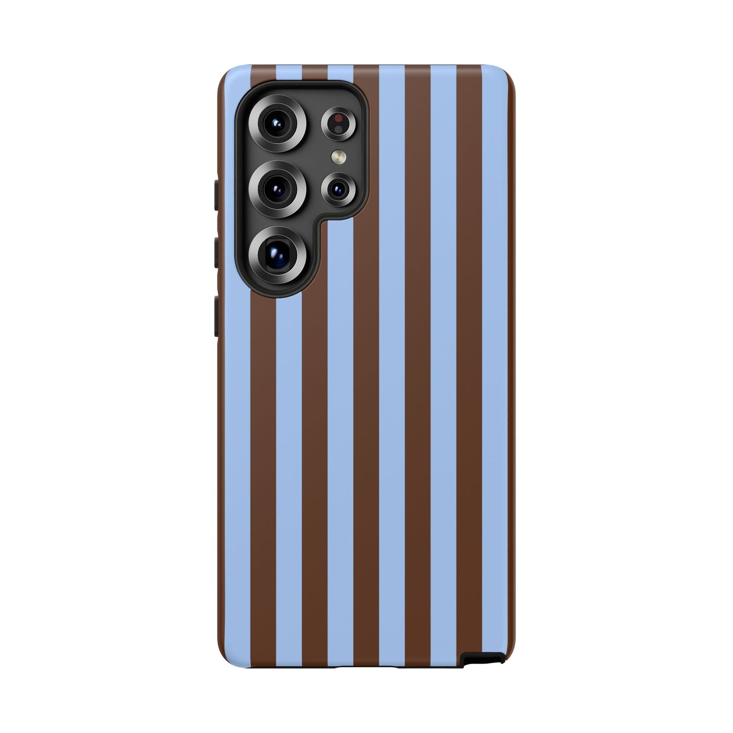 Blue & Brown Vertical Stripe Tough Phone Case — Durable Protective Cover