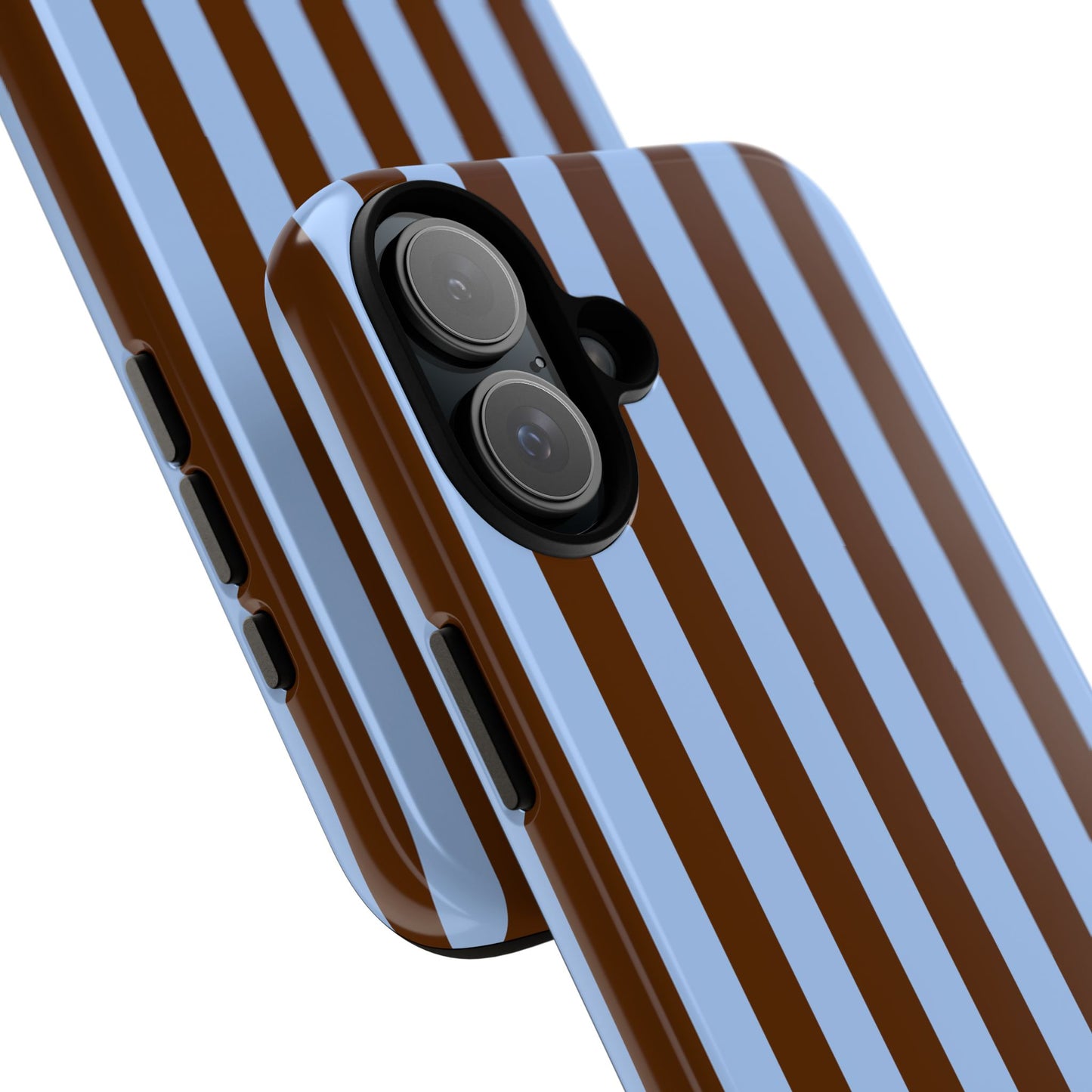 Blue & Brown Vertical Stripe Tough Phone Case — Durable Protective Cover