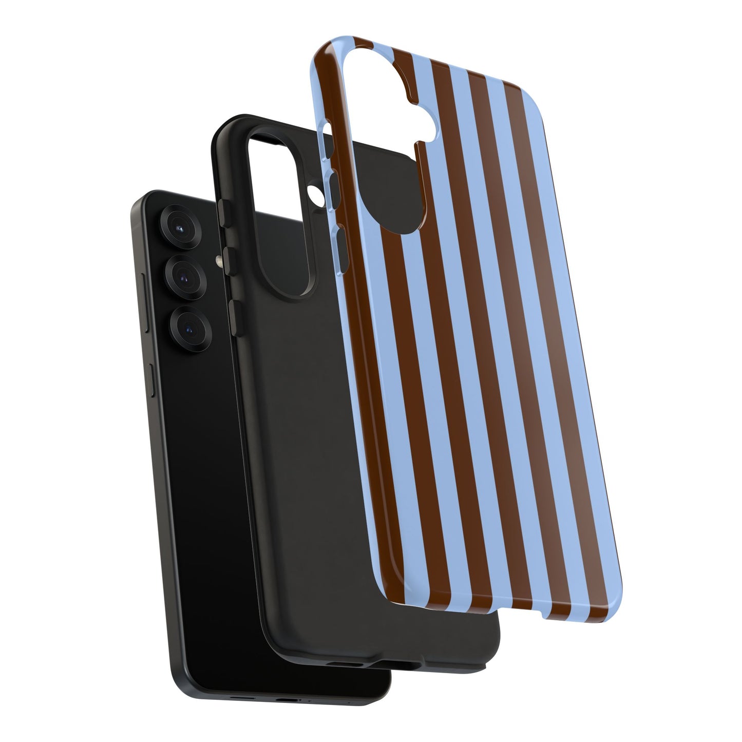 Blue & Brown Vertical Stripe Tough Phone Case — Durable Protective Cover