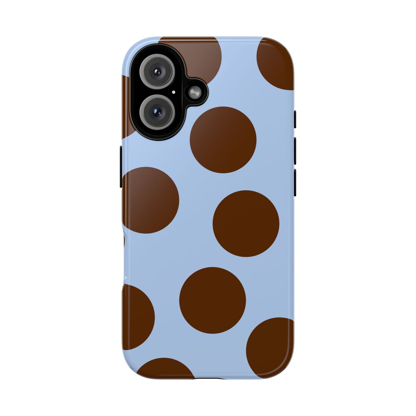 Phone Case - Blue with Brown Polka Dots (Tough Protective Phone Case)