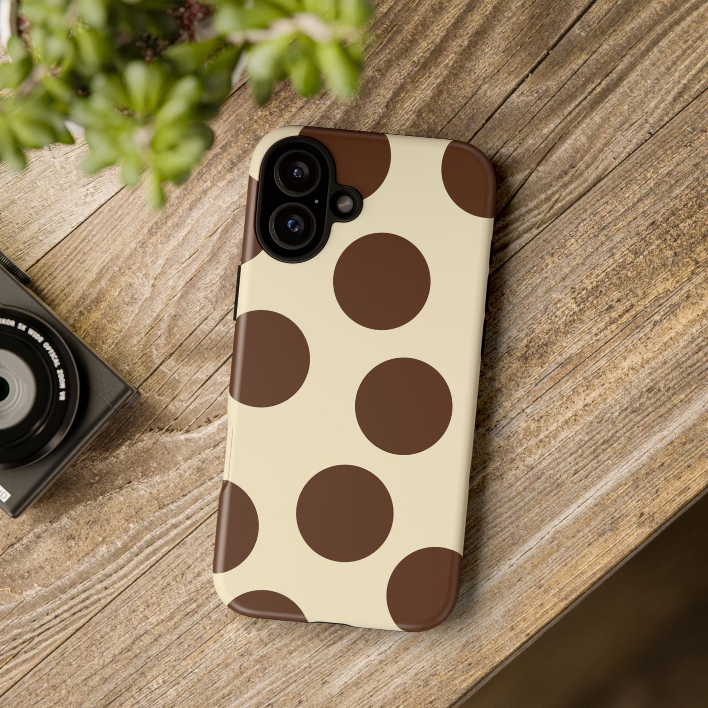 Brown Polka Dot Phone Case — Retro Large Dot Tough Case