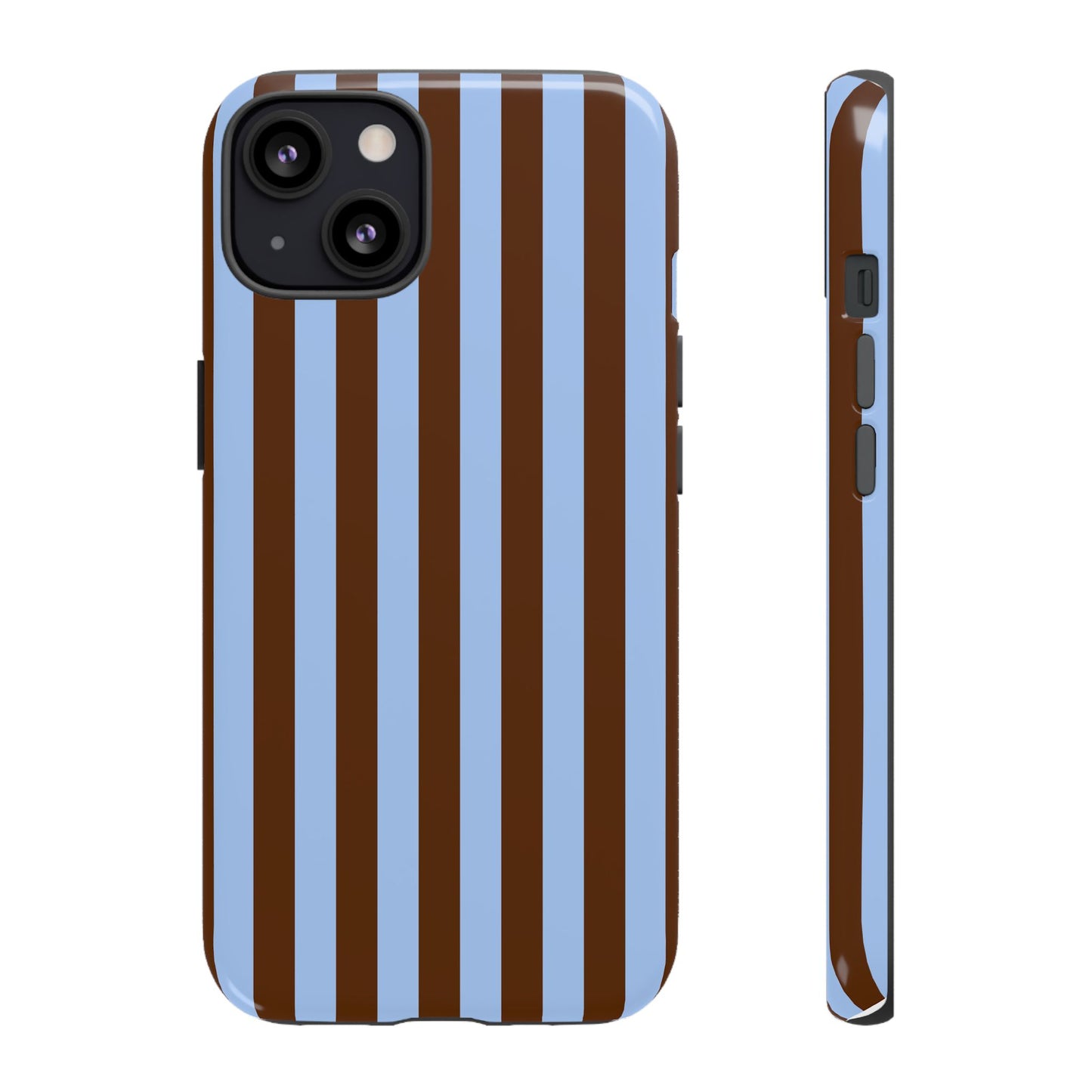 Blue & Brown Vertical Stripe Tough Phone Case — Durable Protective Cover