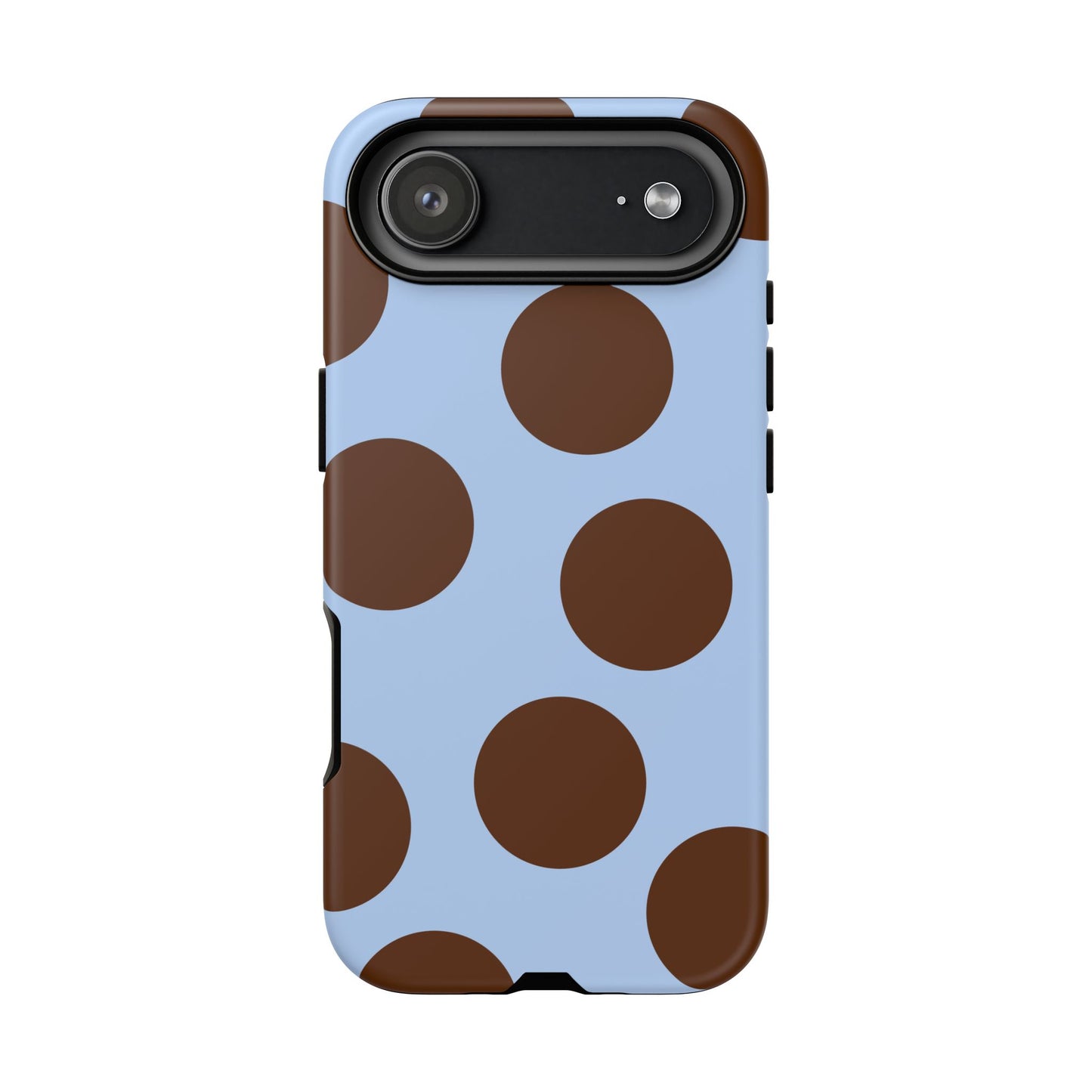 Phone Case - Blue with Brown Polka Dots (Tough Protective Phone Case)