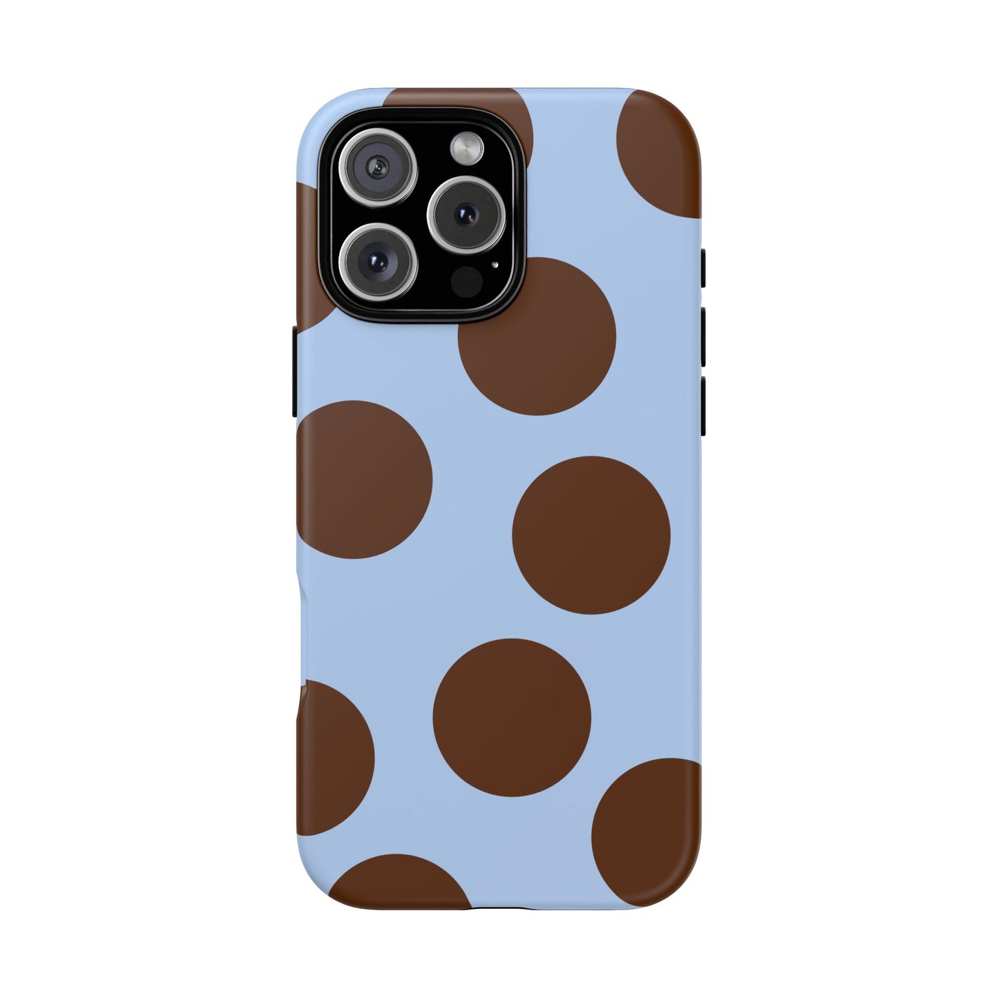 Phone Case - Blue with Brown Polka Dots (Tough Protective Phone Case)