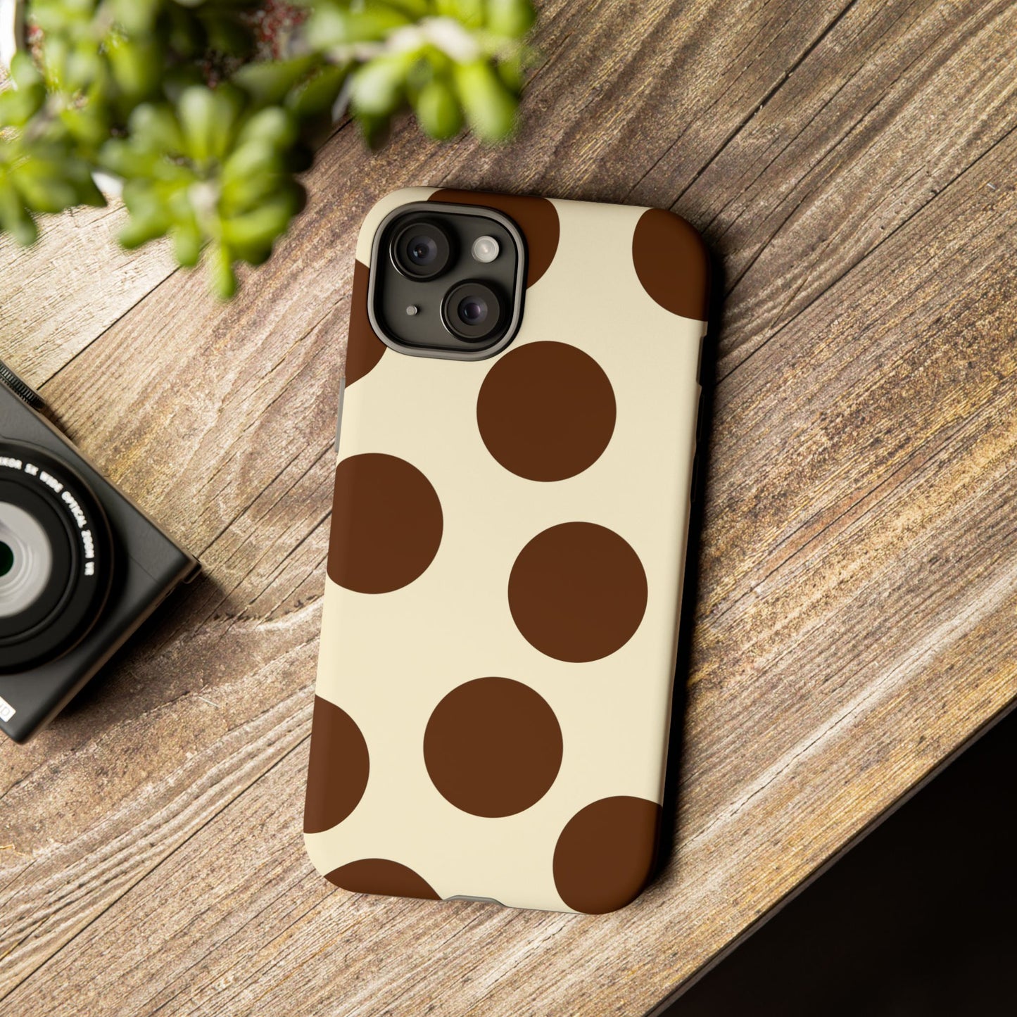Brown Polka Dot Phone Case — Retro Large Dot Tough Case