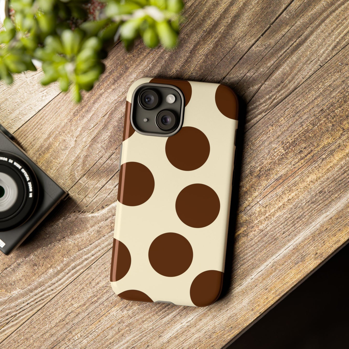 Brown Polka Dot Phone Case — Retro Large Dot Tough Case