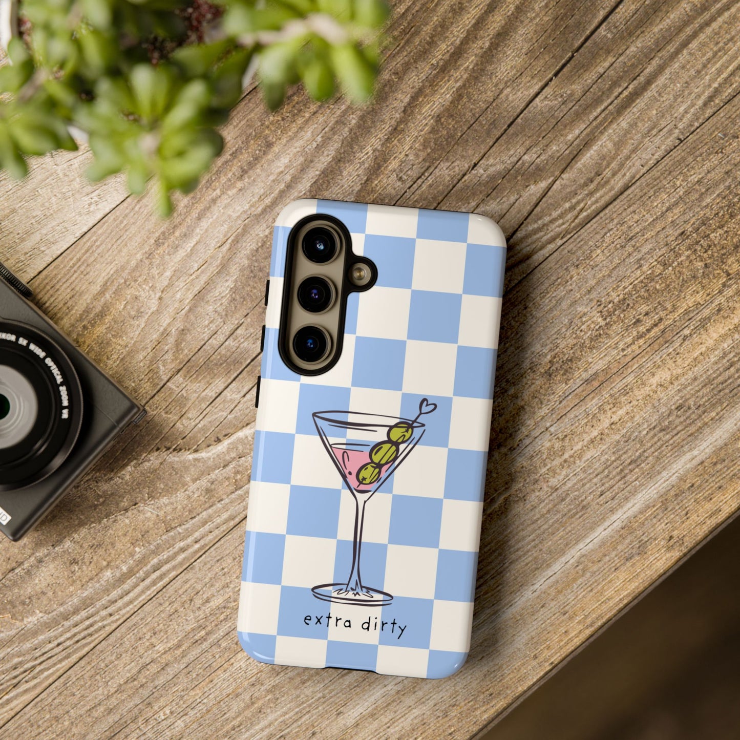 Phone Case — Blue Check Martini "extra dirty" Design
