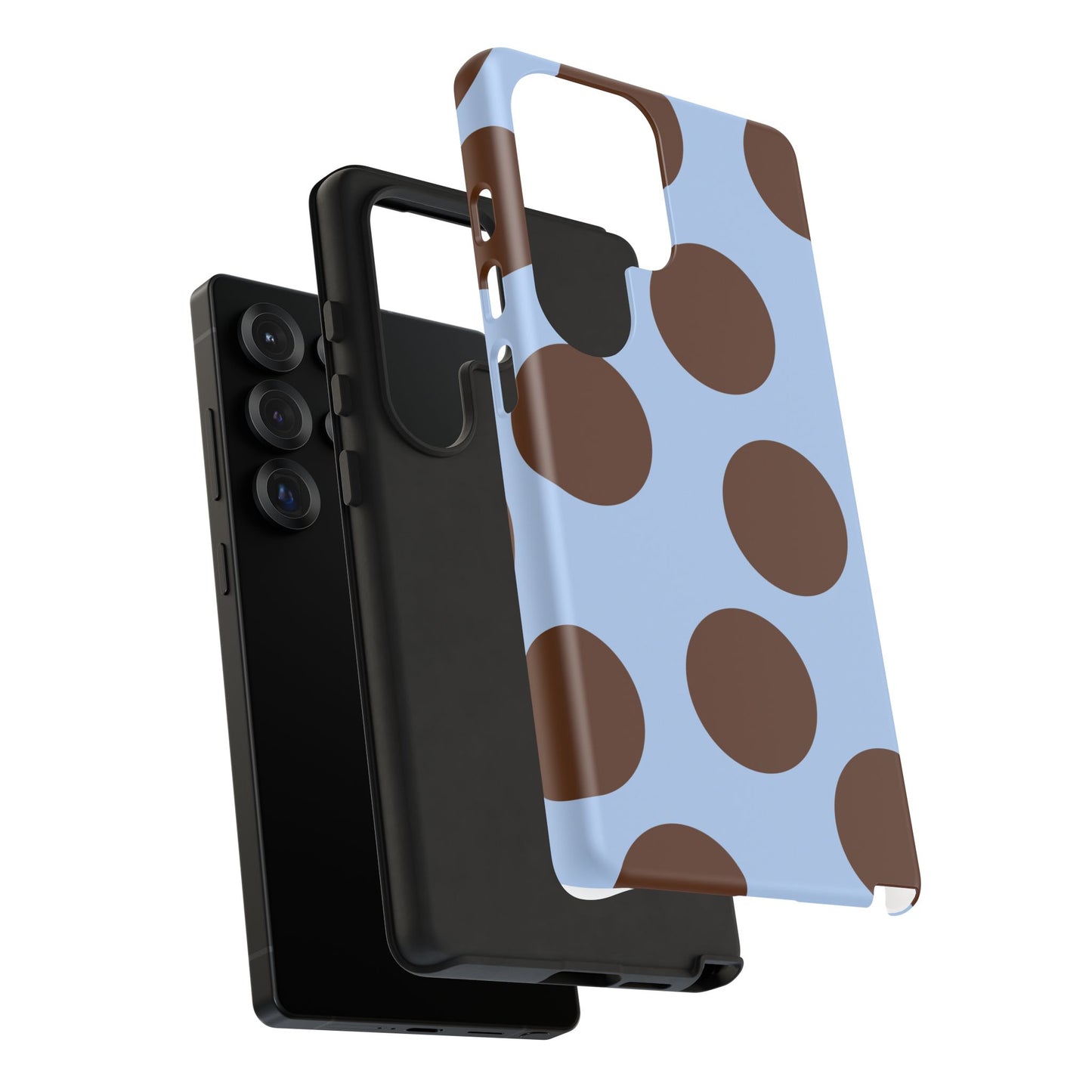 Phone Case - Blue with Brown Polka Dots (Tough Protective Phone Case)