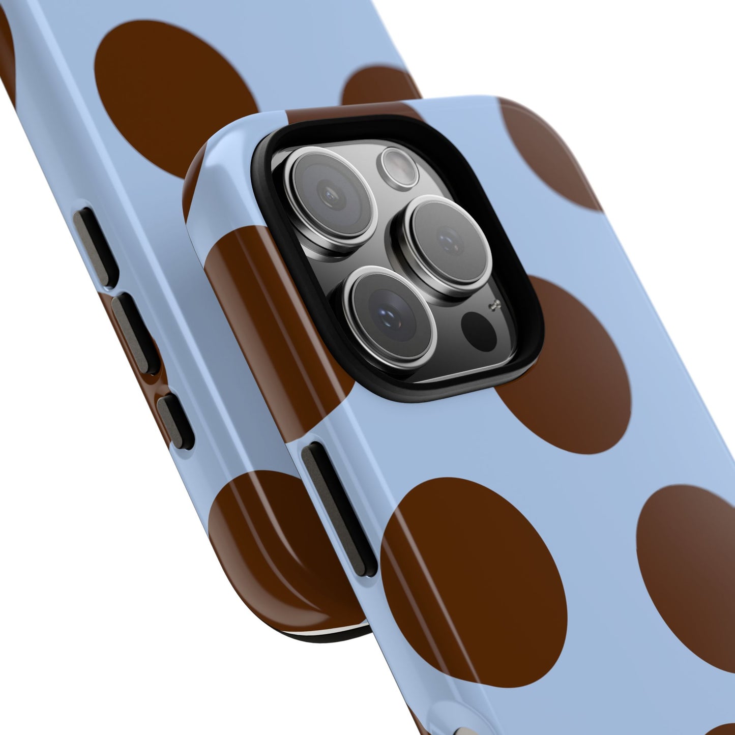 Phone Case - Blue with Brown Polka Dots (Tough Protective Phone Case)