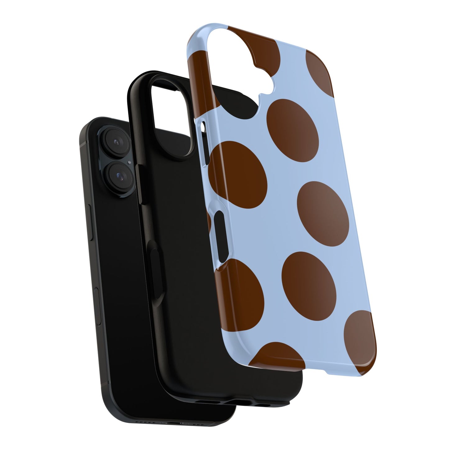 Phone Case - Blue with Brown Polka Dots (Tough Protective Phone Case)