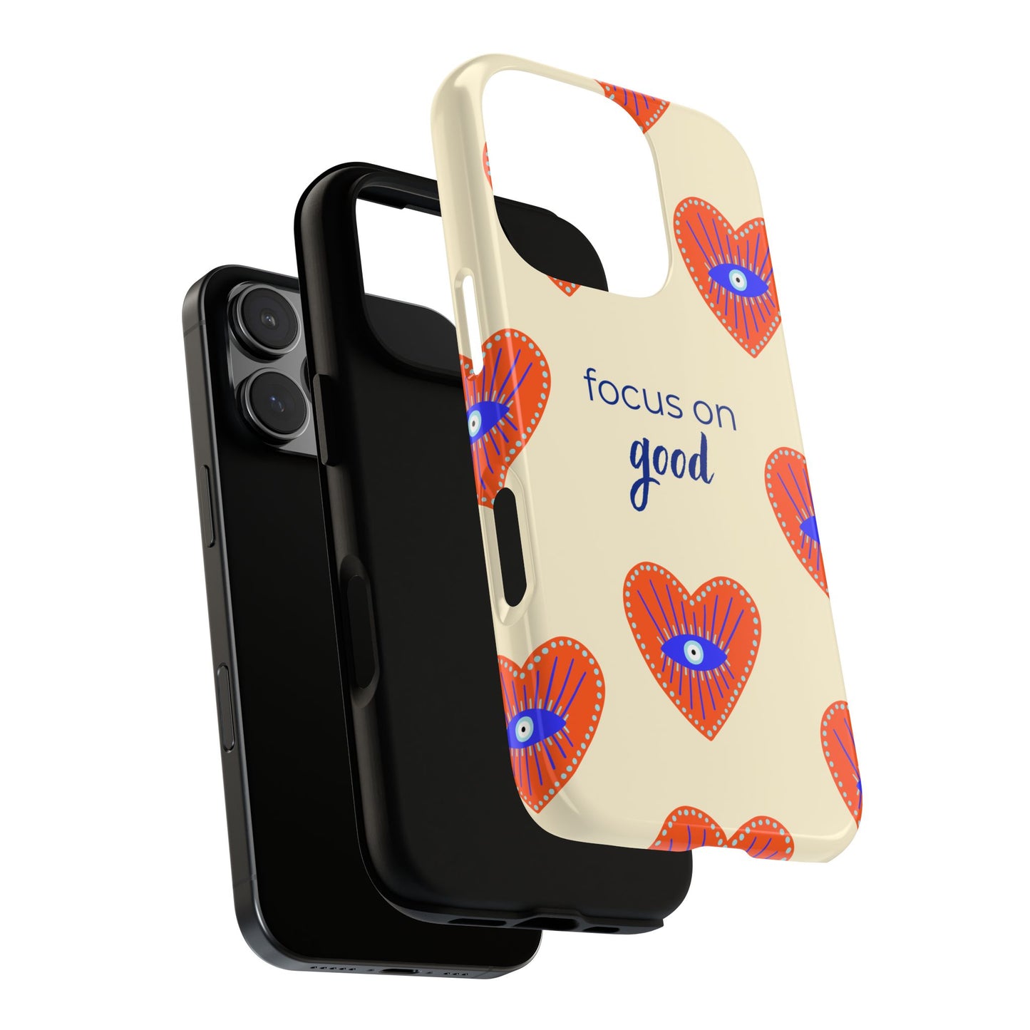 Phone Case — "Focus on Good" Heart Pattern Protective Case