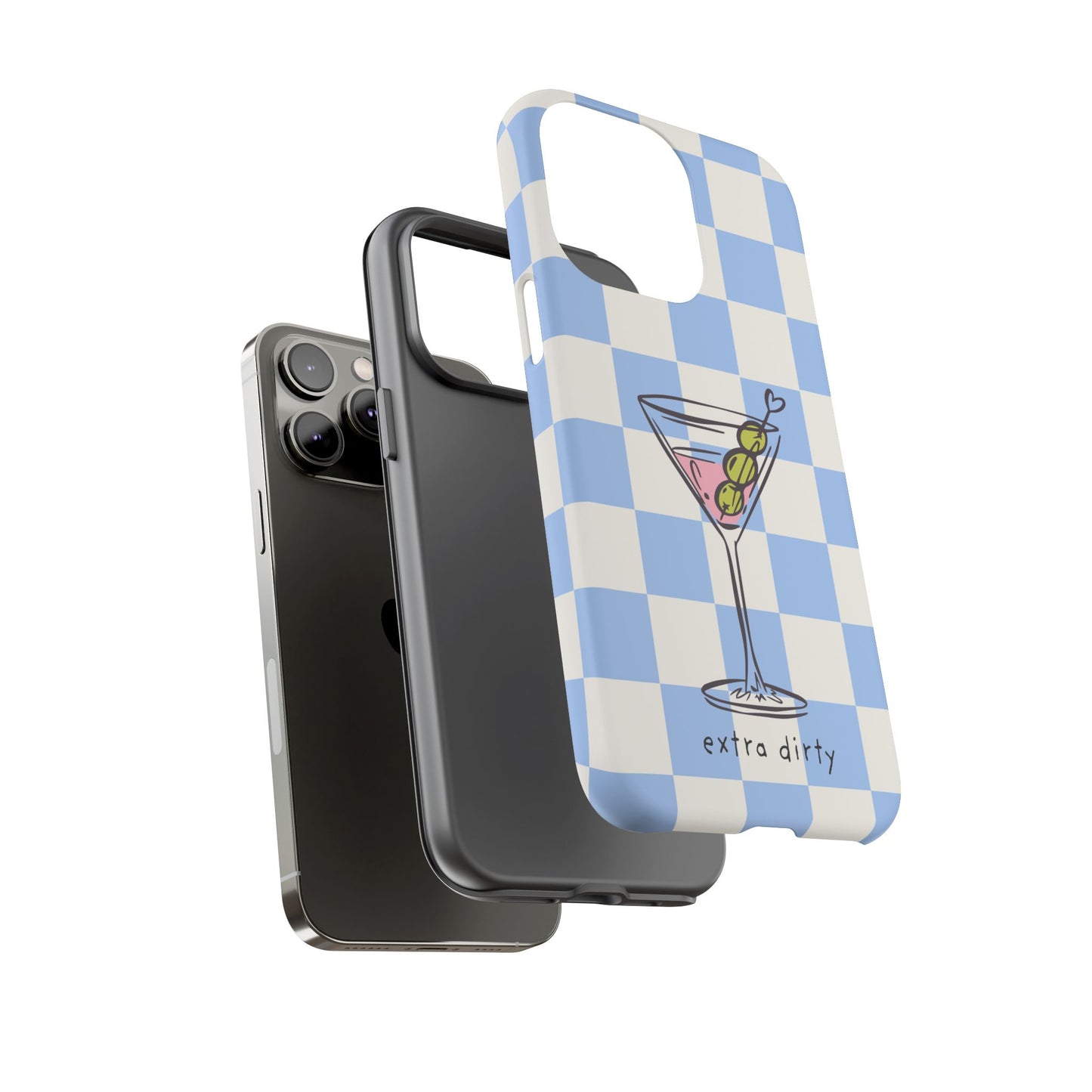 Phone Case — Blue Check Martini "extra dirty" Design