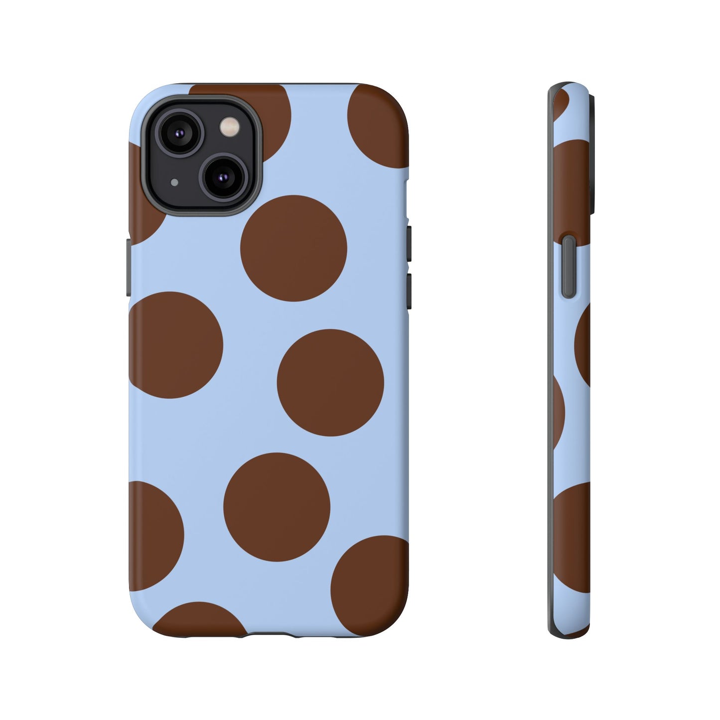 Phone Case - Blue with Brown Polka Dots (Tough Protective Phone Case)