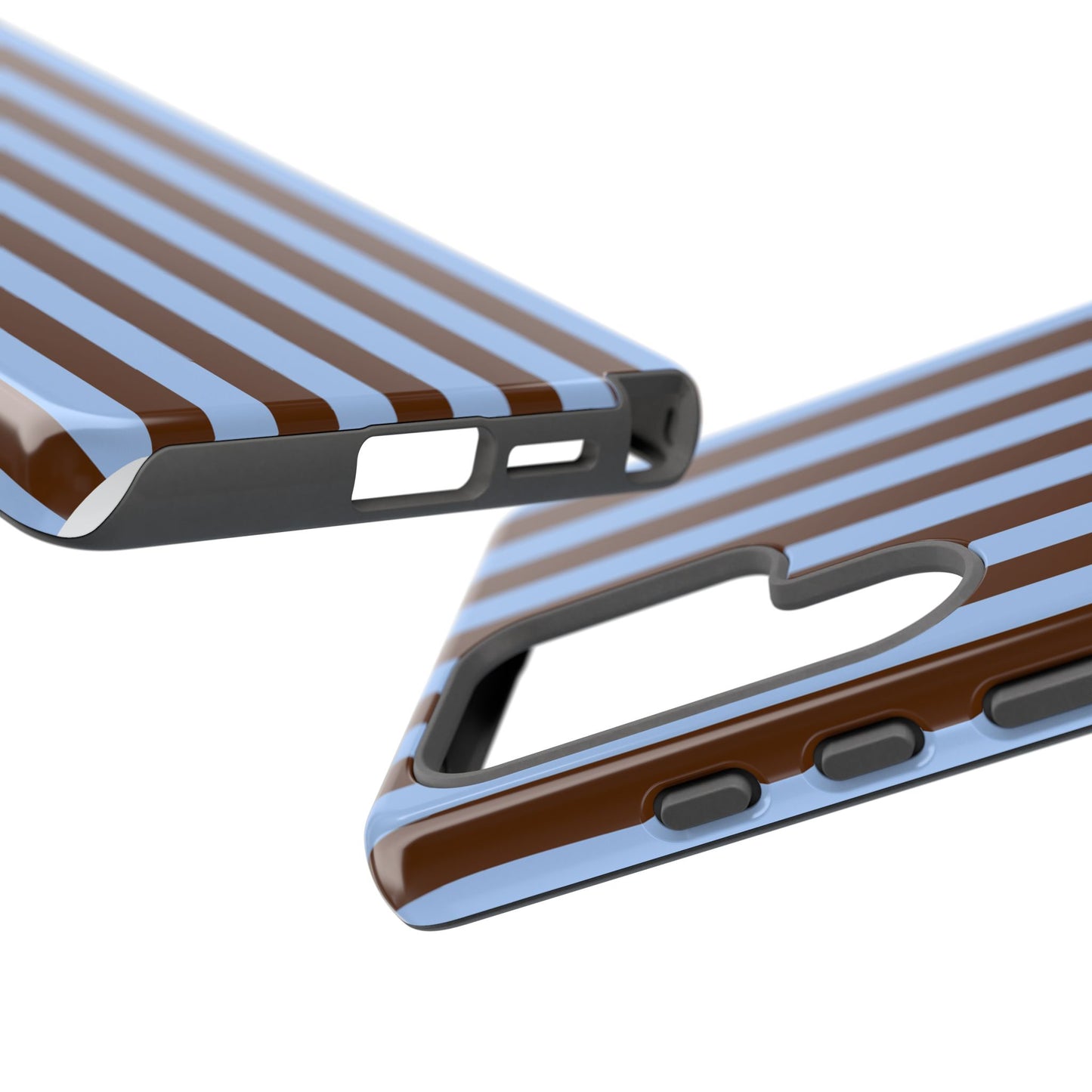 Blue & Brown Vertical Stripe Tough Phone Case — Durable Protective Cover
