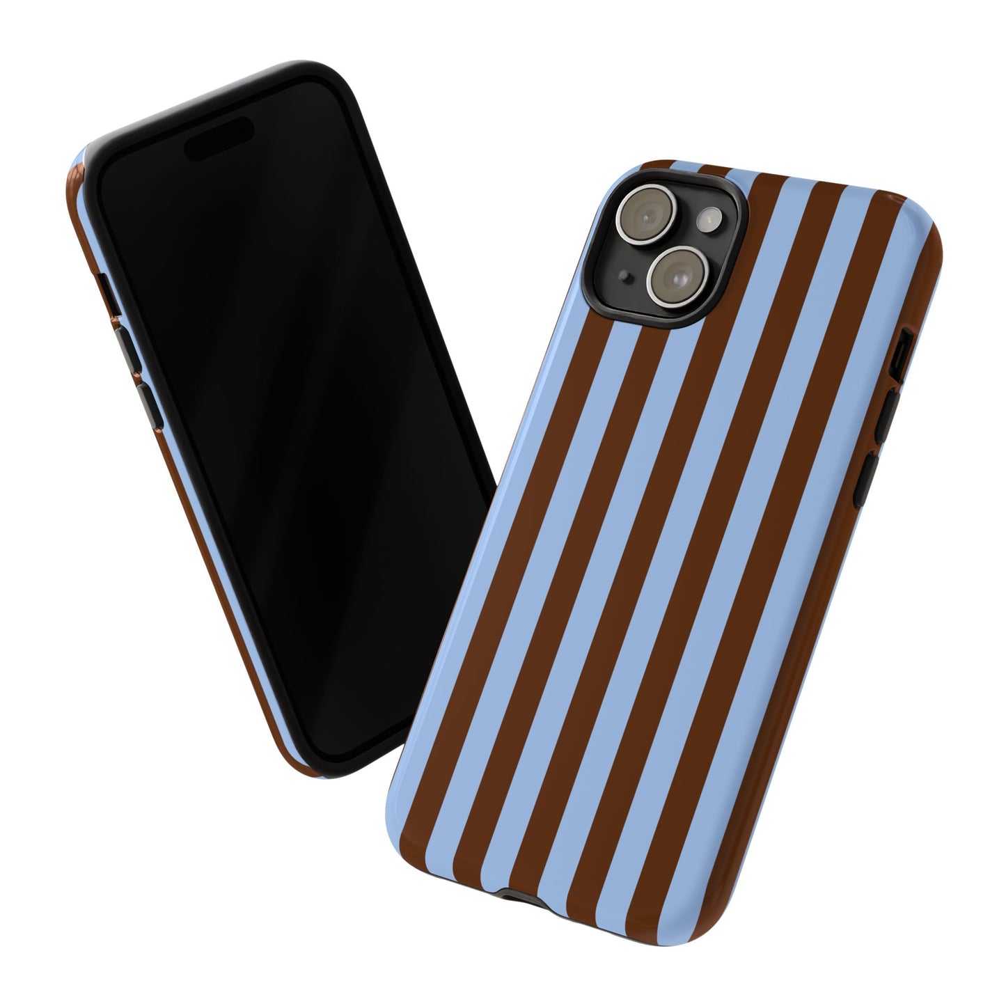 Blue & Brown Vertical Stripe Tough Phone Case — Durable Protective Cover