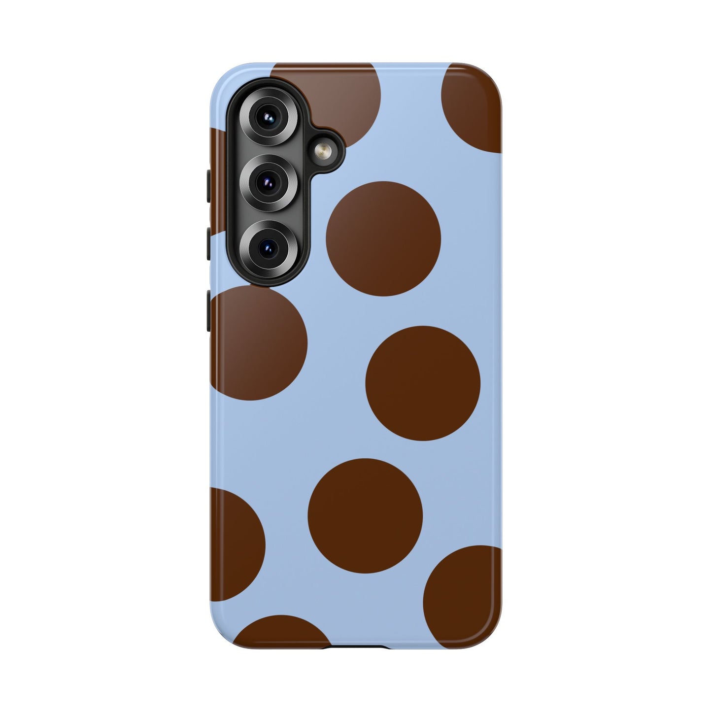Phone Case - Blue with Brown Polka Dots (Tough Protective Phone Case)