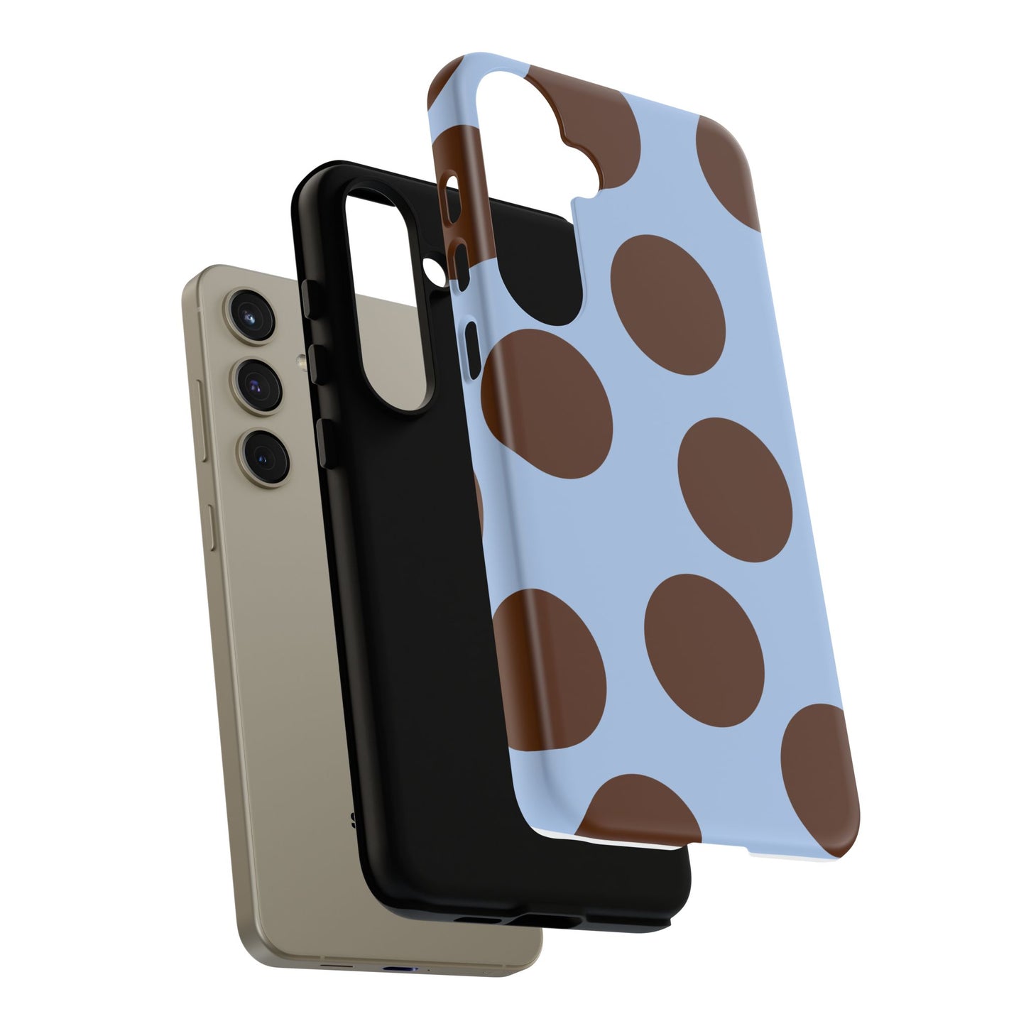 Phone Case - Blue with Brown Polka Dots (Tough Protective Phone Case)