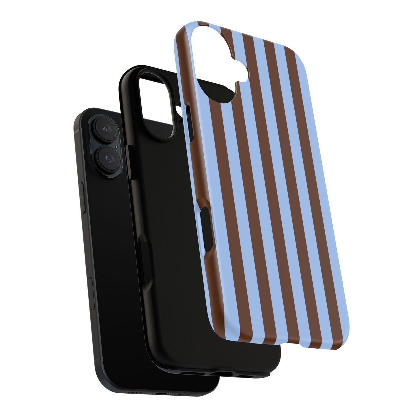 Blue & Brown Vertical Stripe Tough Phone Case — Durable Protective Cover