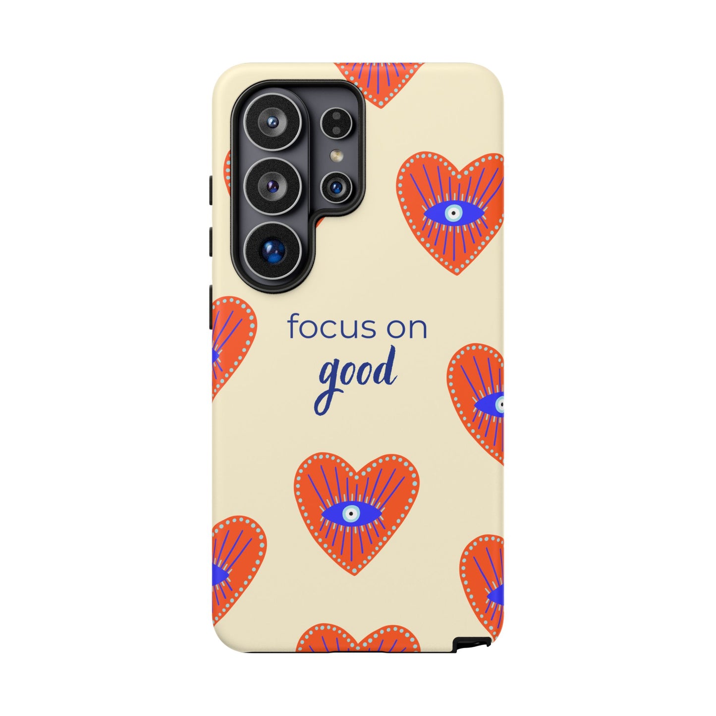 Phone Case — "Focus on Good" Heart Pattern Protective Case