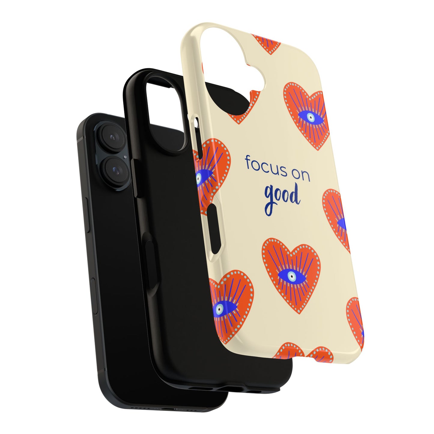 Phone Case — "Focus on Good" Heart Pattern Protective Case