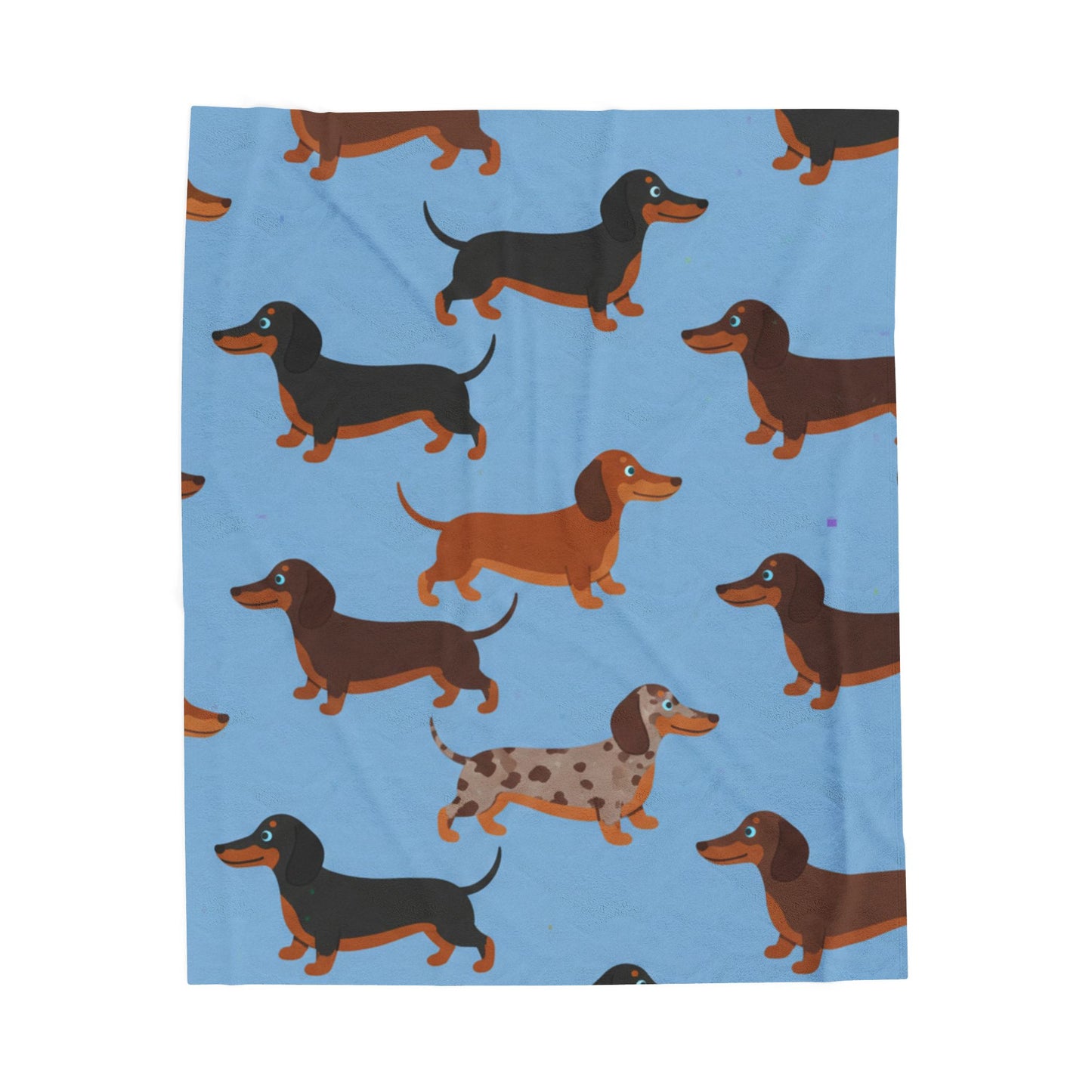 Dachshund Velveteen Plush Blanket – Cute Wiener Dog Pattern, Cozy Pet Lover Throw