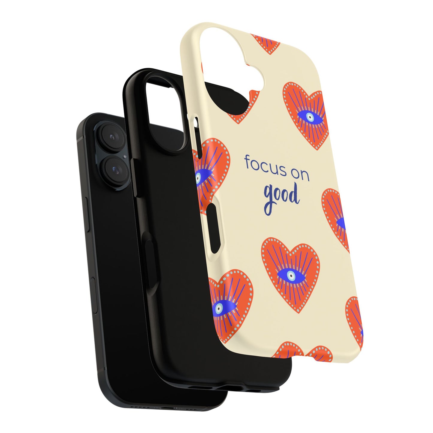 Phone Case — "Focus on Good" Heart Pattern Protective Case