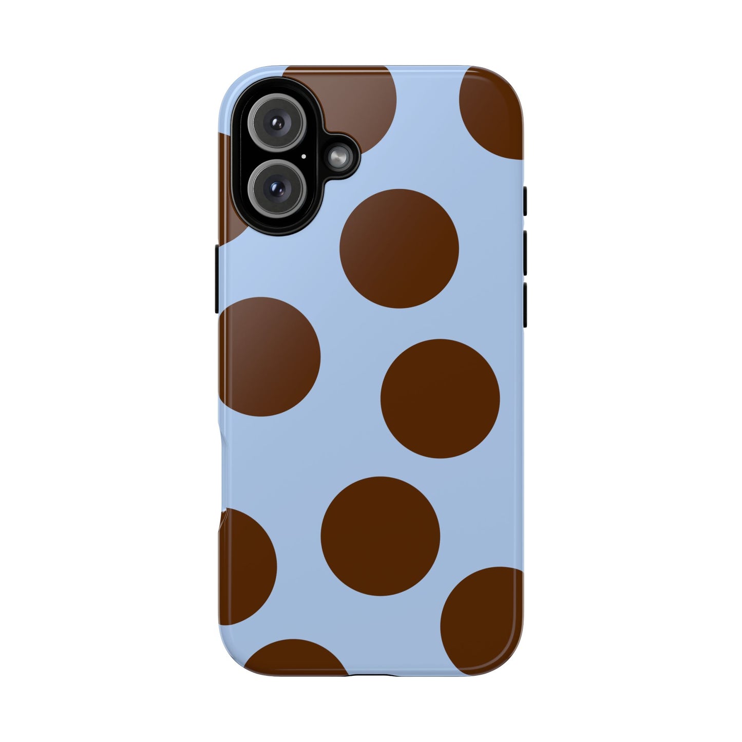 Phone Case - Blue with Brown Polka Dots (Tough Protective Phone Case)