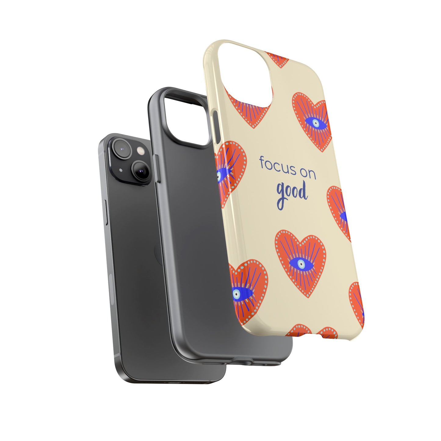 Phone Case — "Focus on Good" Heart Pattern Protective Case