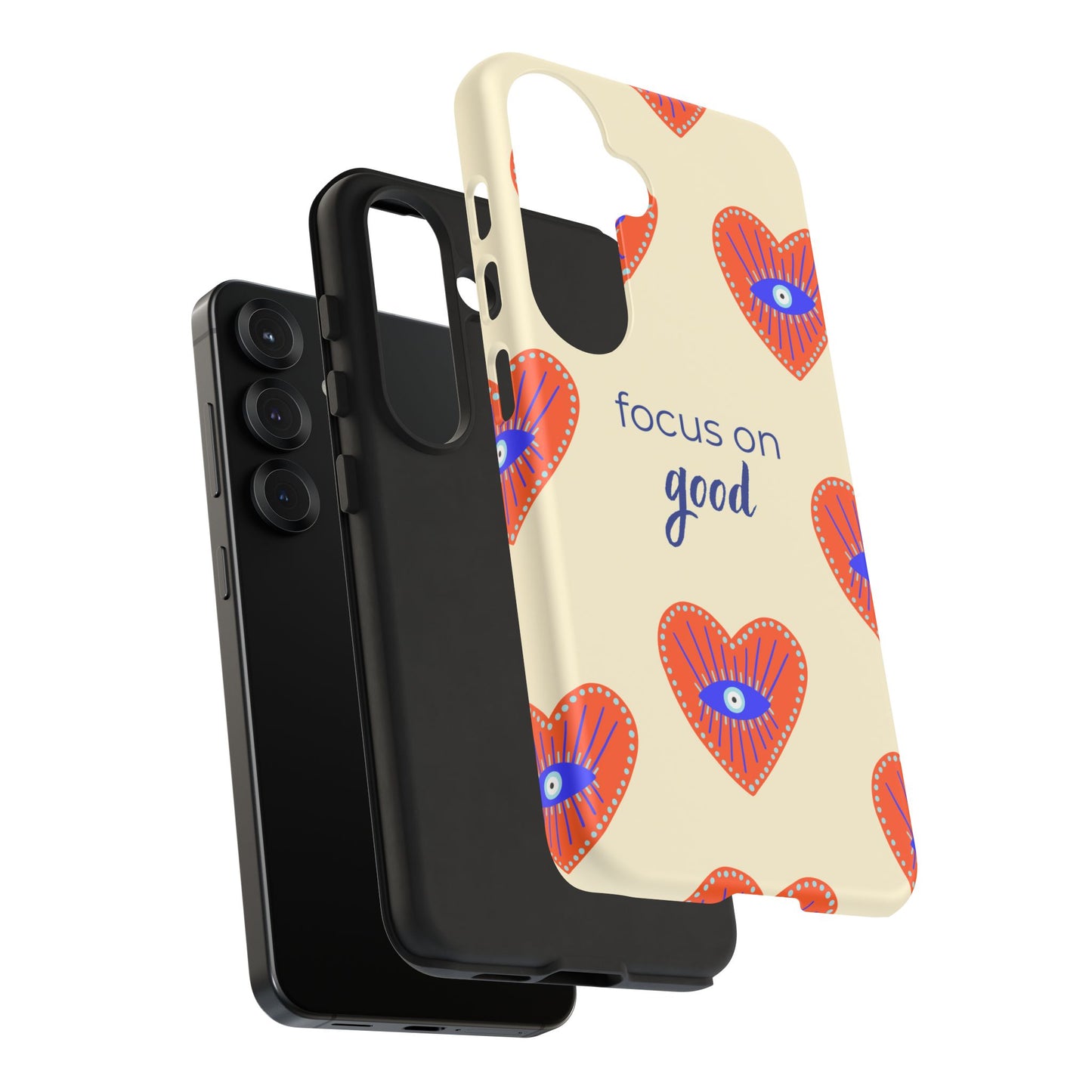 Phone Case — "Focus on Good" Heart Pattern Protective Case