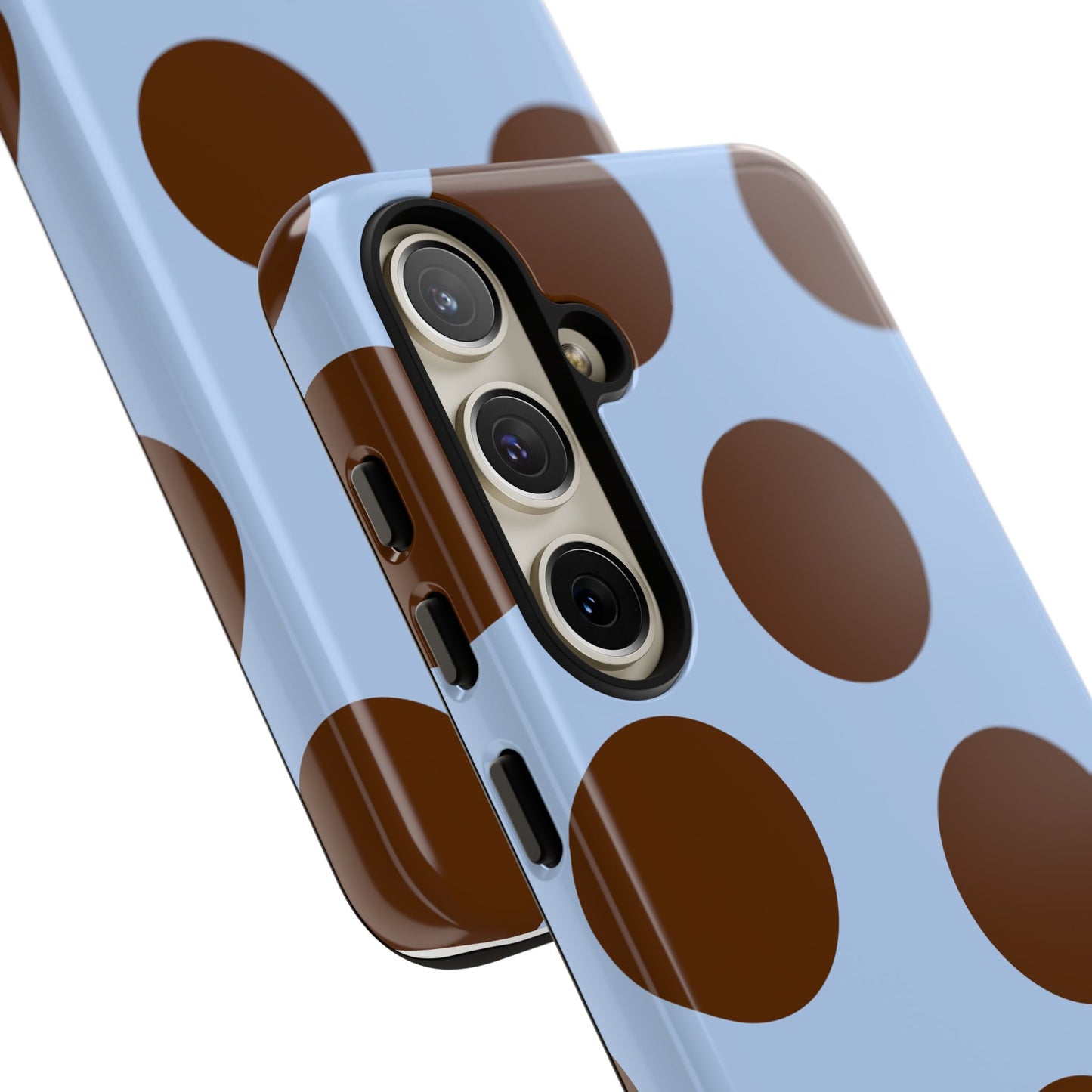Phone Case - Blue with Brown Polka Dots (Tough Protective Phone Case)