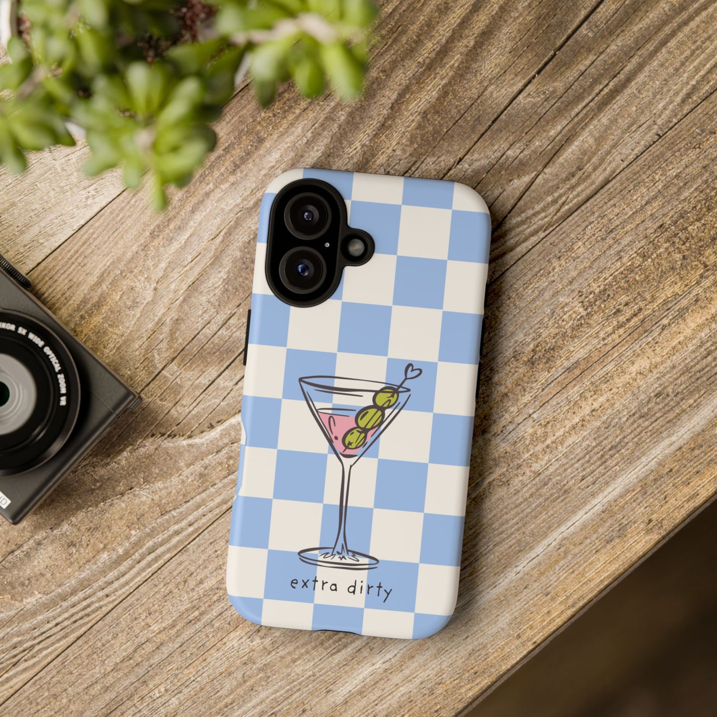 Phone Case — Blue Check Martini "extra dirty" Design