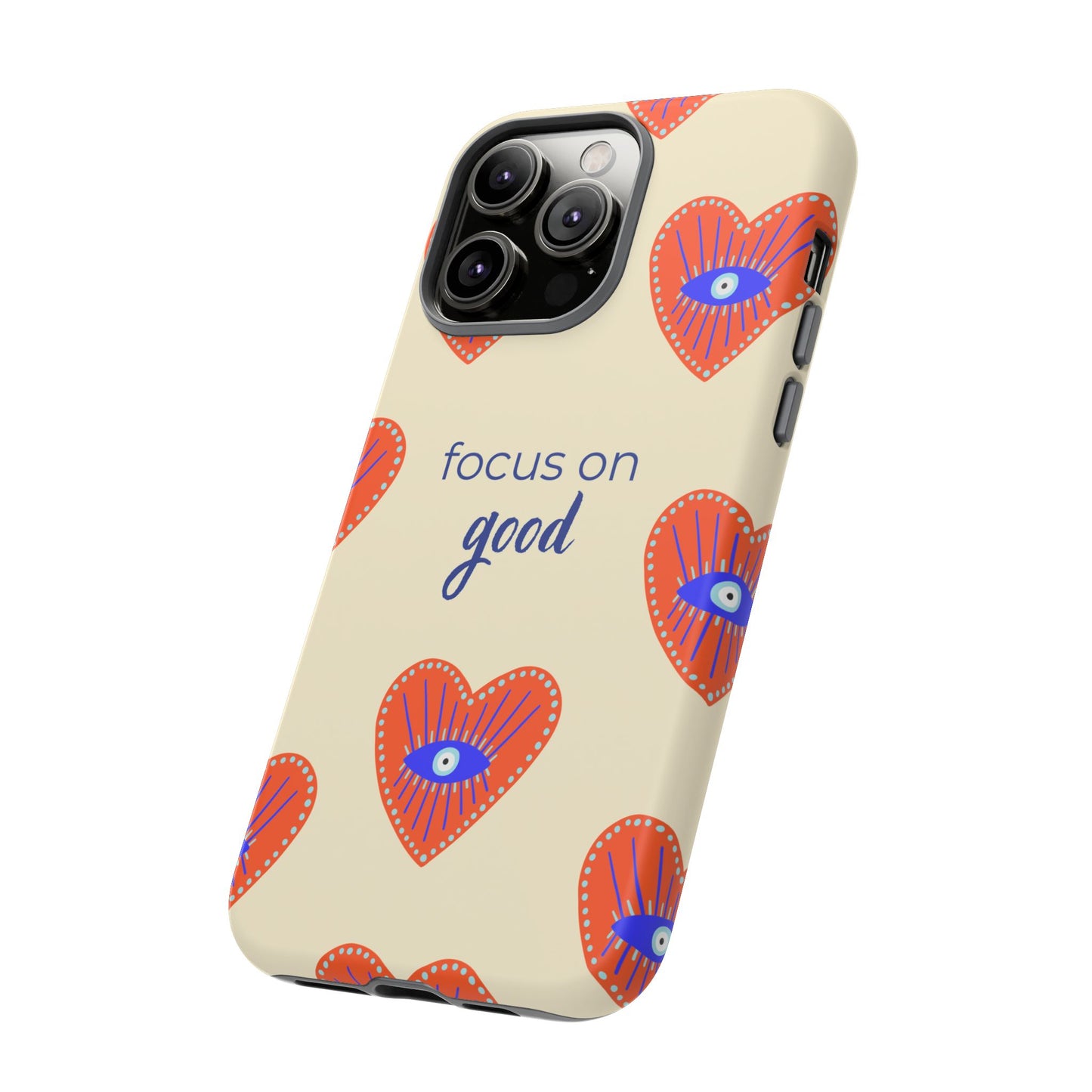 Phone Case — "Focus on Good" Heart Pattern Protective Case
