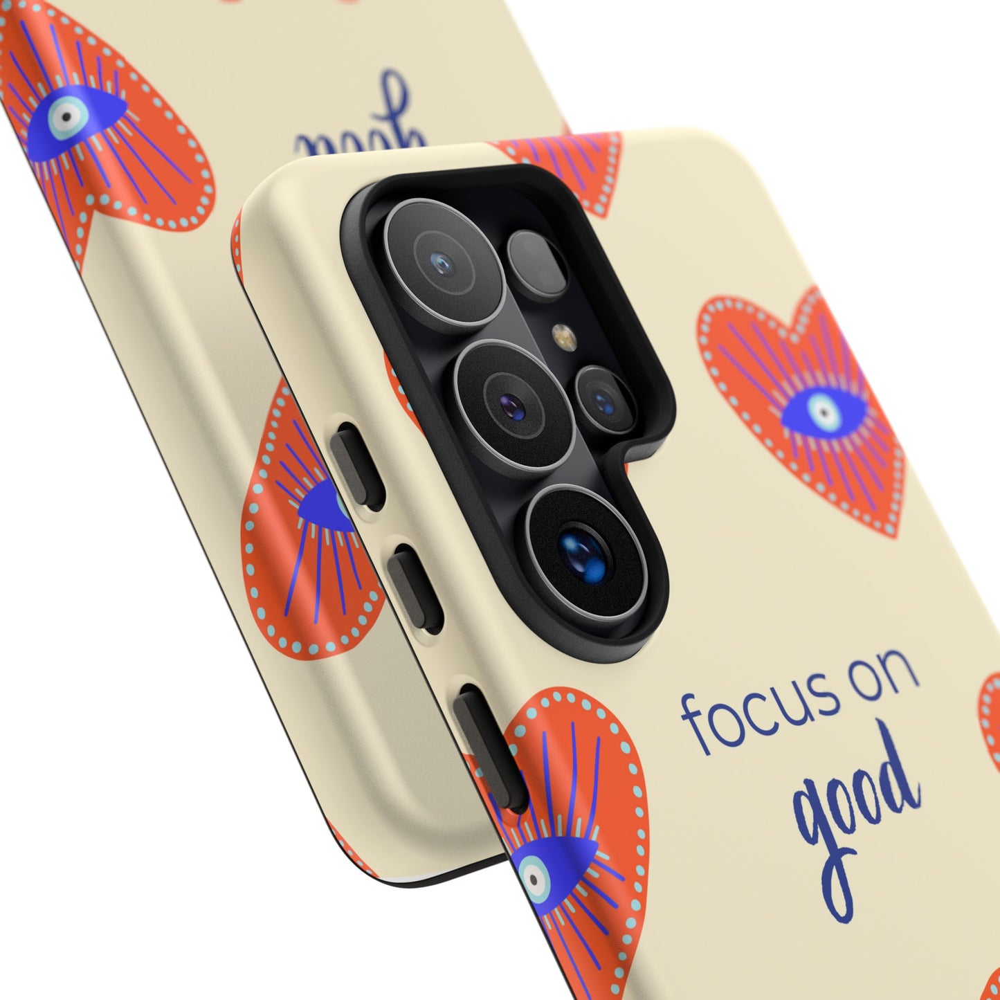 Phone Case — "Focus on Good" Heart Pattern Protective Case
