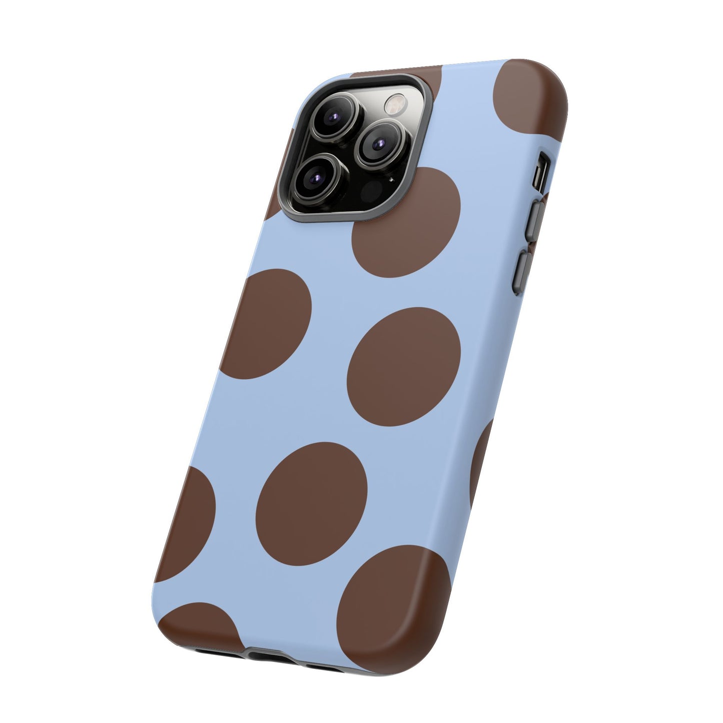 Phone Case - Blue with Brown Polka Dots (Tough Protective Phone Case)