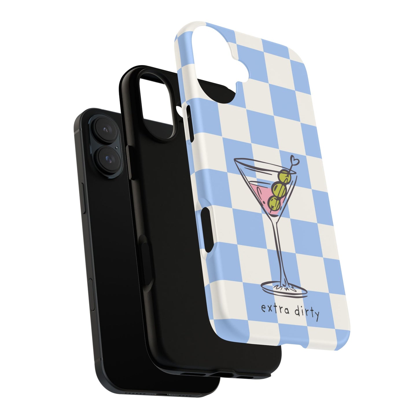 Phone Case — Blue Check Martini "extra dirty" Design