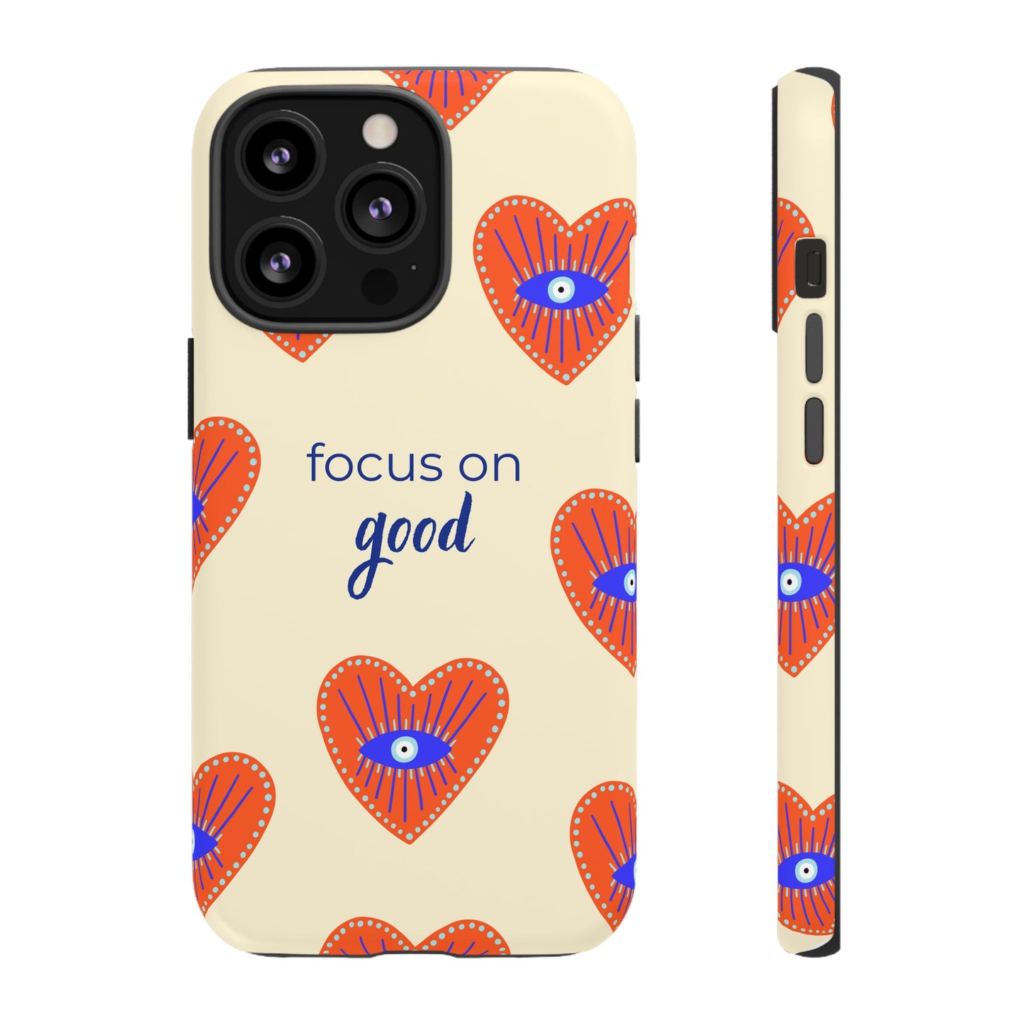 Phone Case — "Focus on Good" Heart Pattern Protective Case