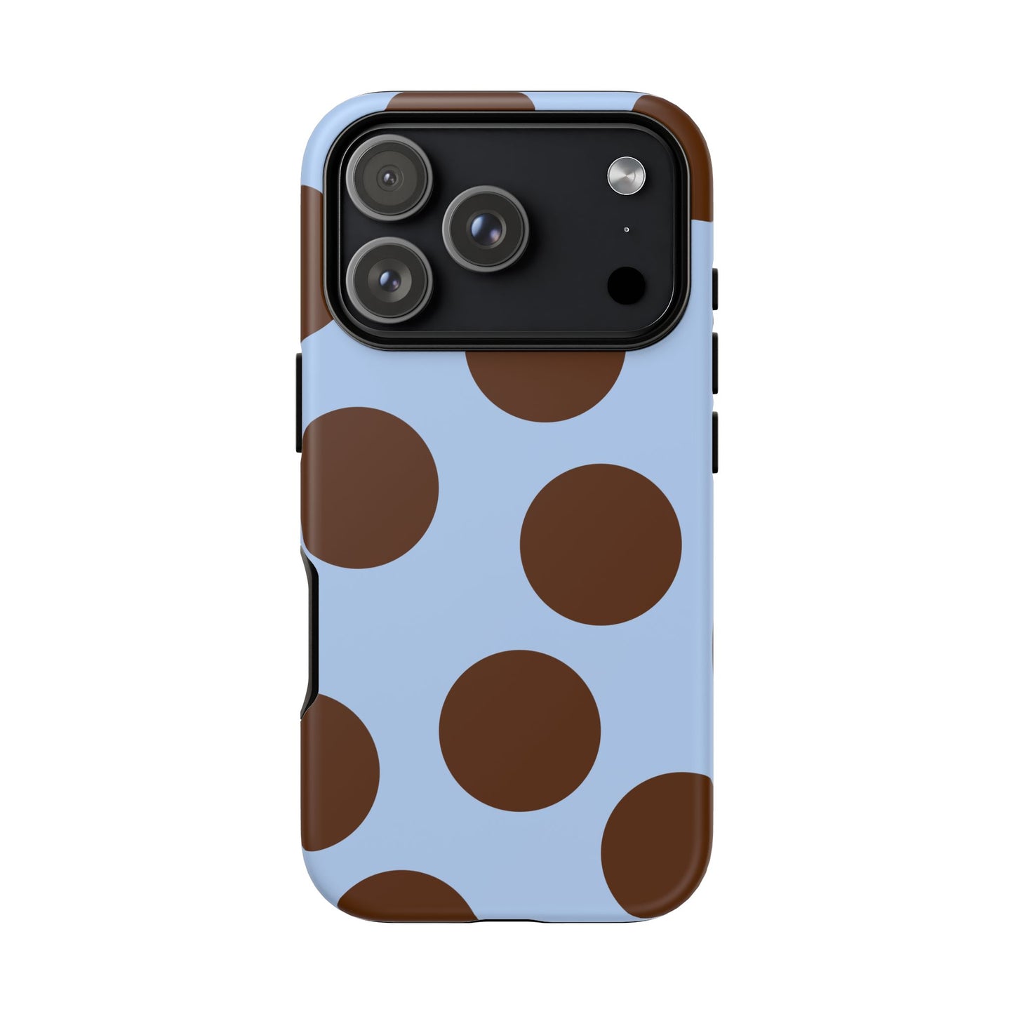 Phone Case - Blue with Brown Polka Dots (Tough Protective Phone Case)