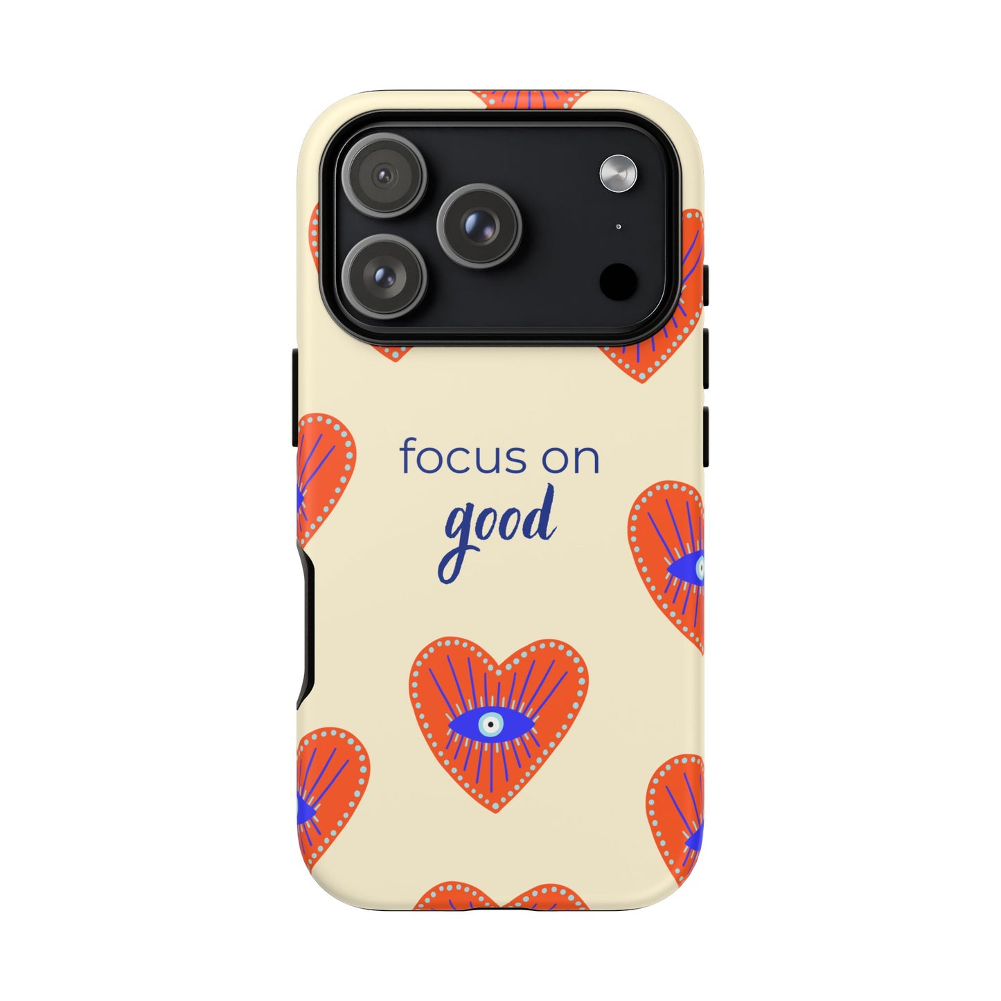 Phone Case — "Focus on Good" Heart Pattern Protective Case
