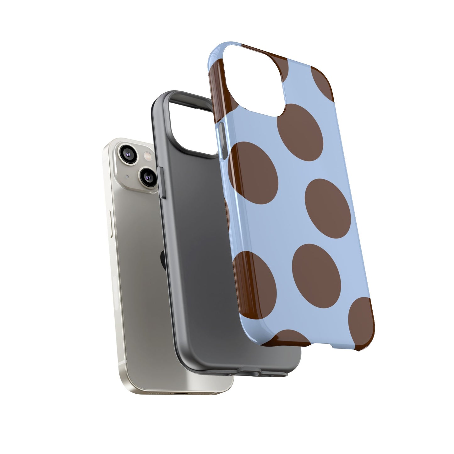 Phone Case - Blue with Brown Polka Dots (Tough Protective Phone Case)