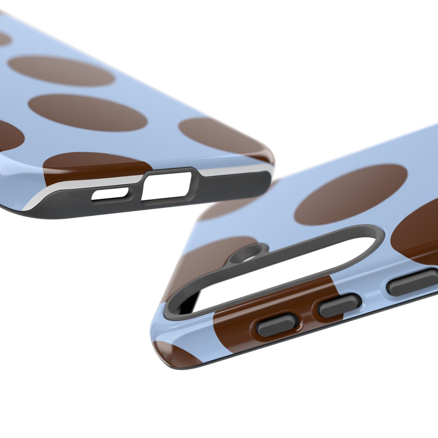 Phone Case - Blue with Brown Polka Dots (Tough Protective Phone Case)