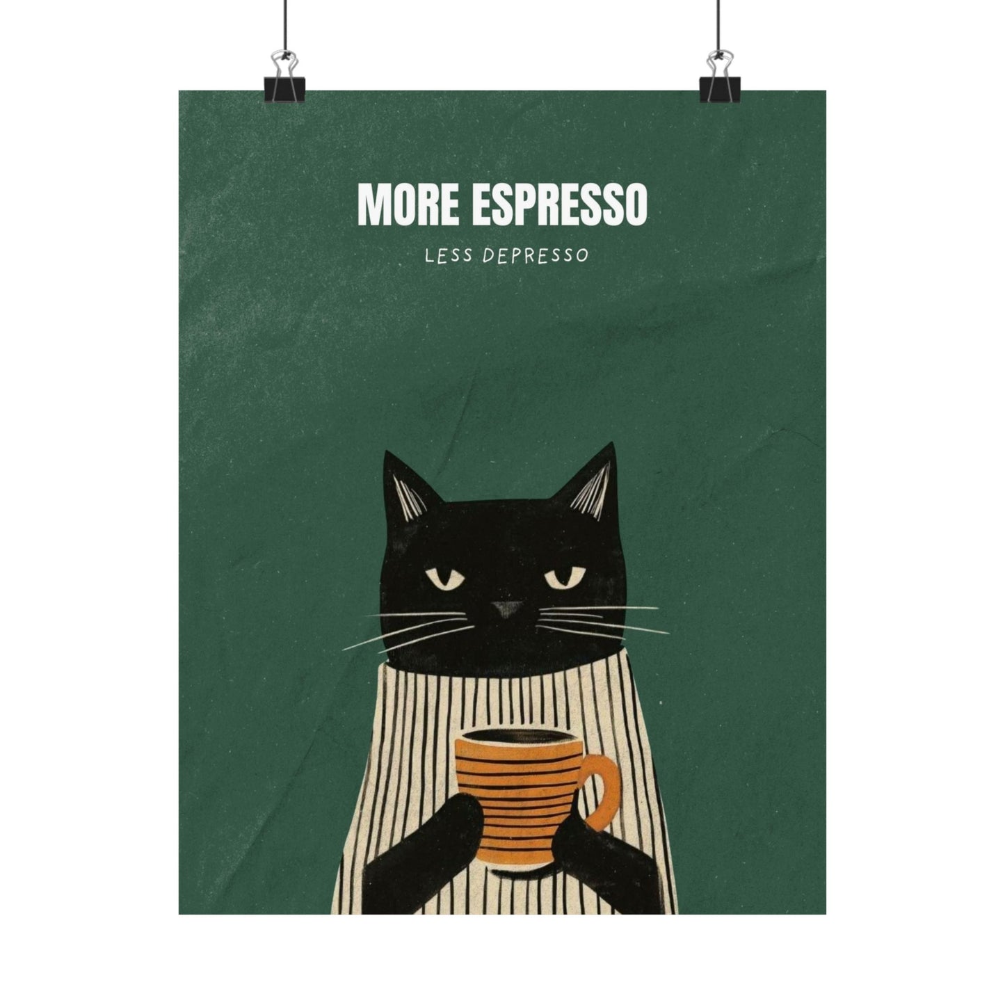 (Upload your pet photo) Cat Coffee Poster — Matte Vertical Wall Art