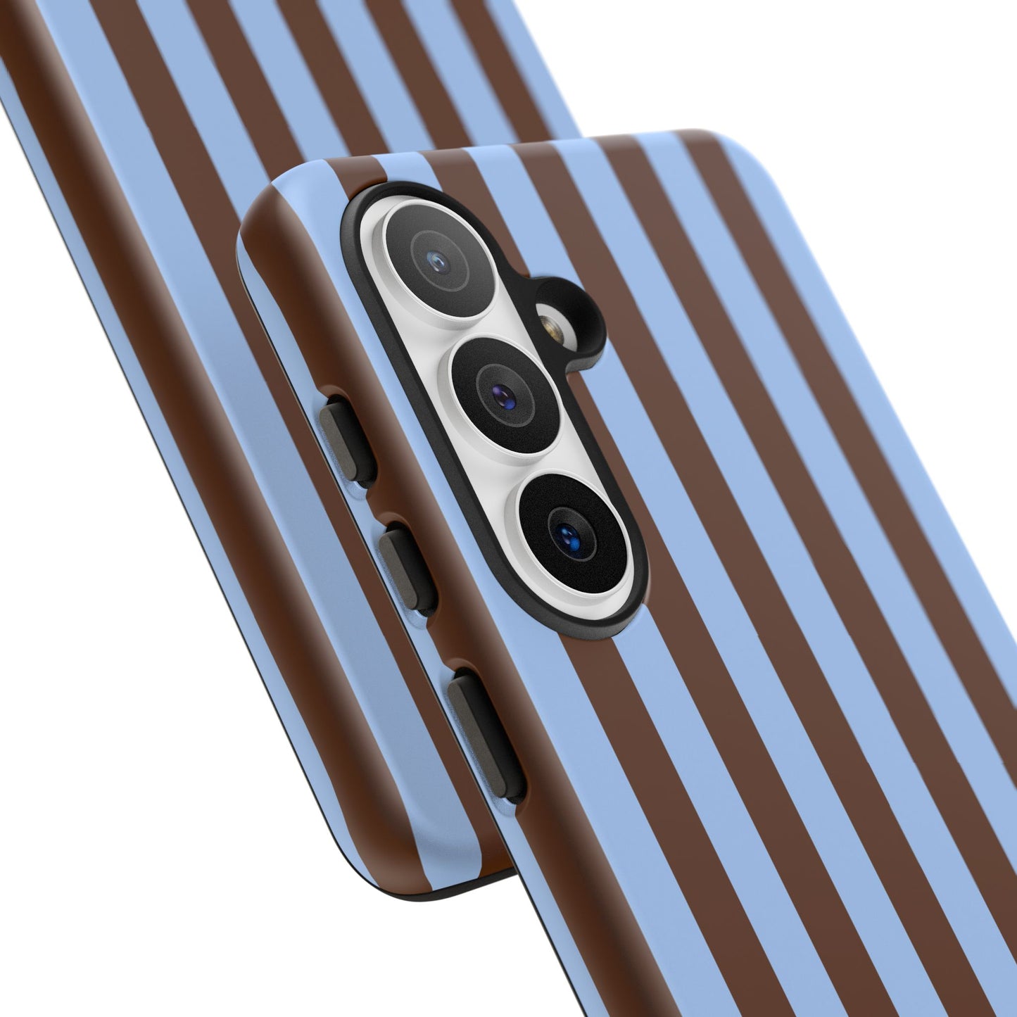 Blue & Brown Vertical Stripe Tough Phone Case — Durable Protective Cover