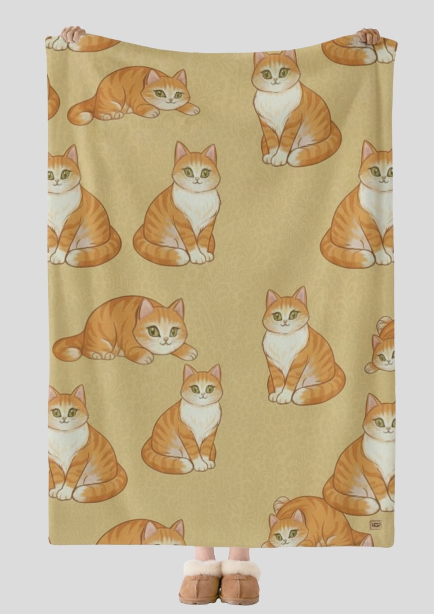 Velveteen Plush Blanket — Cozy Orange Tabby Cat Pattern Throw