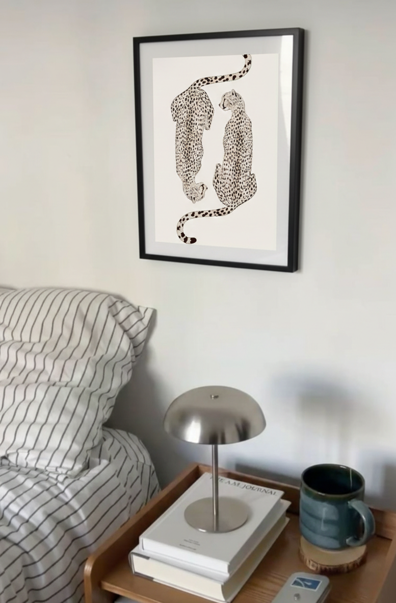 Leopard Pair Matte Poster — Minimal Neutral Animal Wall Art