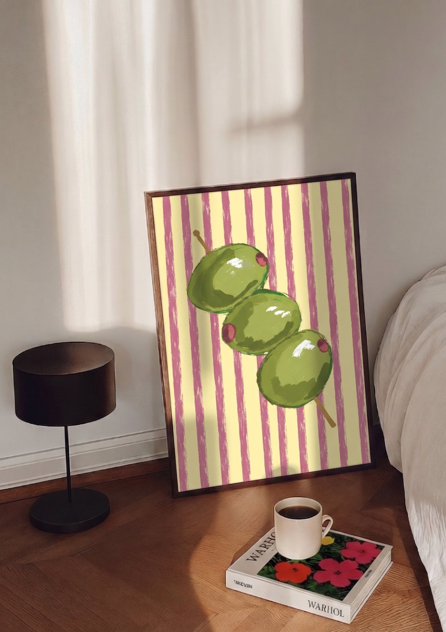 Olive Matte Poster — Retro Striped Kitchen Wall Art