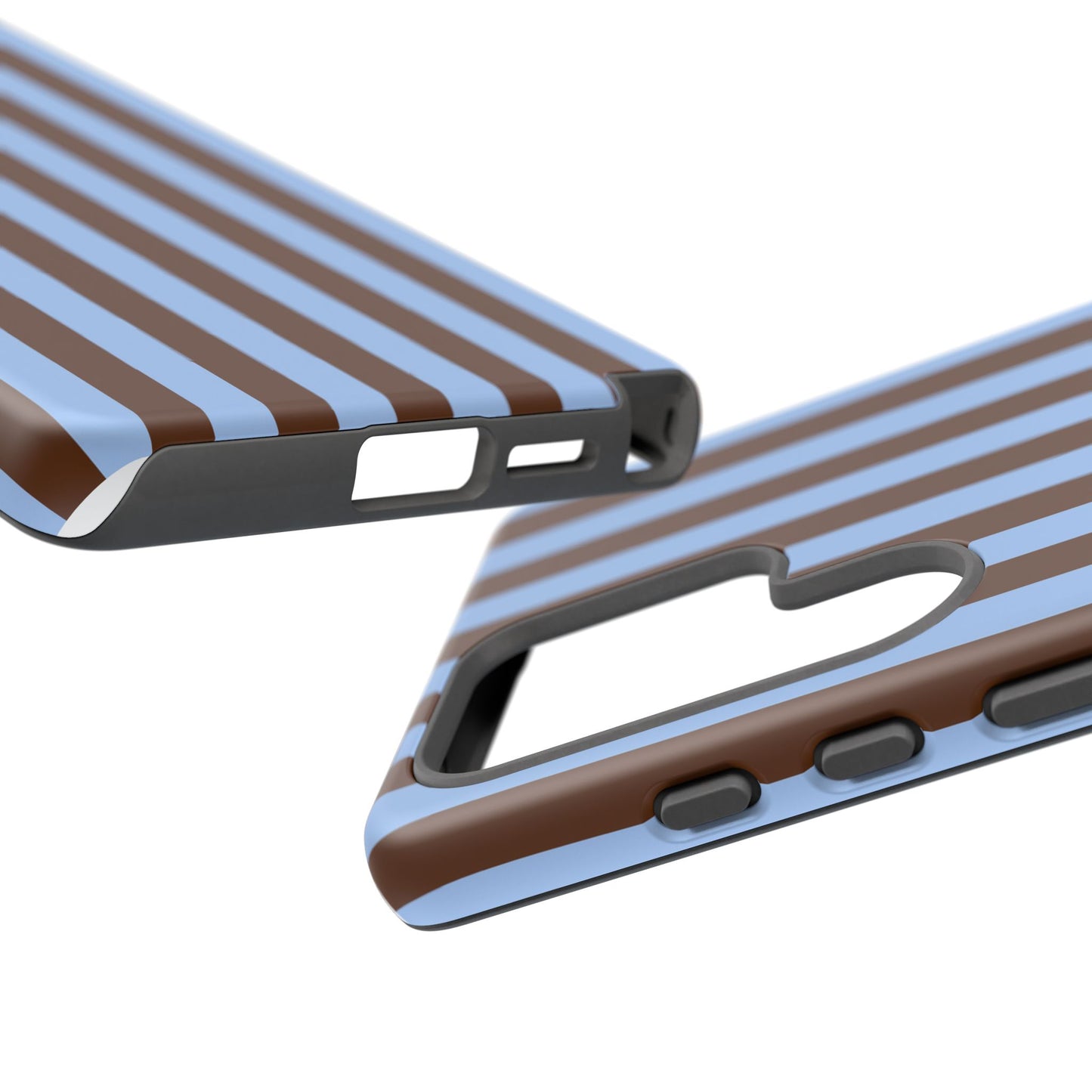 Blue & Brown Vertical Stripe Tough Phone Case — Durable Protective Cover